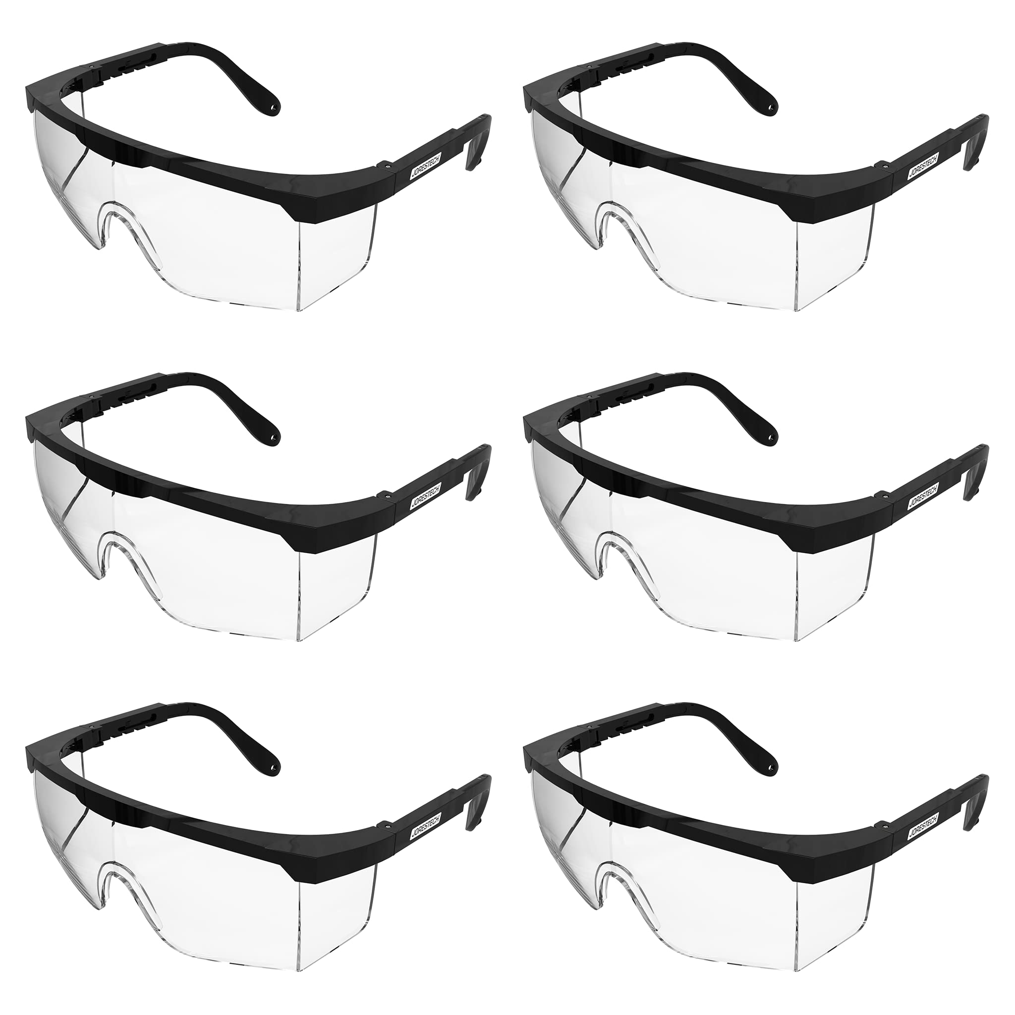 JORESTECH Safety Glasses - ANSI Z87.1 Certified High Impact Protection, Clear Anti-Fog Lenses with Side Shields, 6-Pack for Construction, Woodworking & DIY Projects