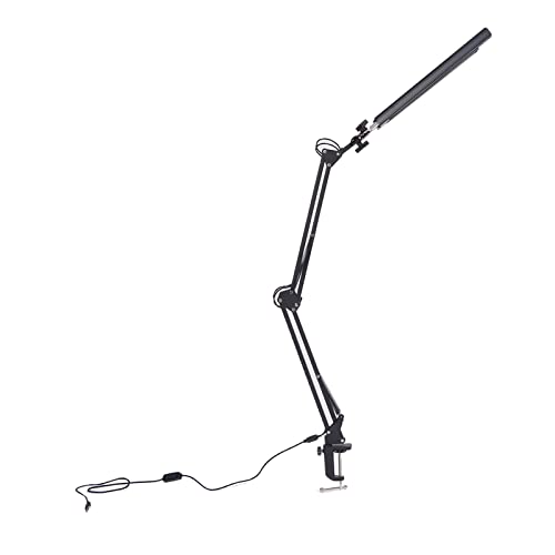 24W LED Desk Lamp with Double Head & Folding Design - 10 Brightness Levels, Anti-Blue Light for Eye Protection - Perfect for Office, Study, Bedroom, Hotel (Black/White)