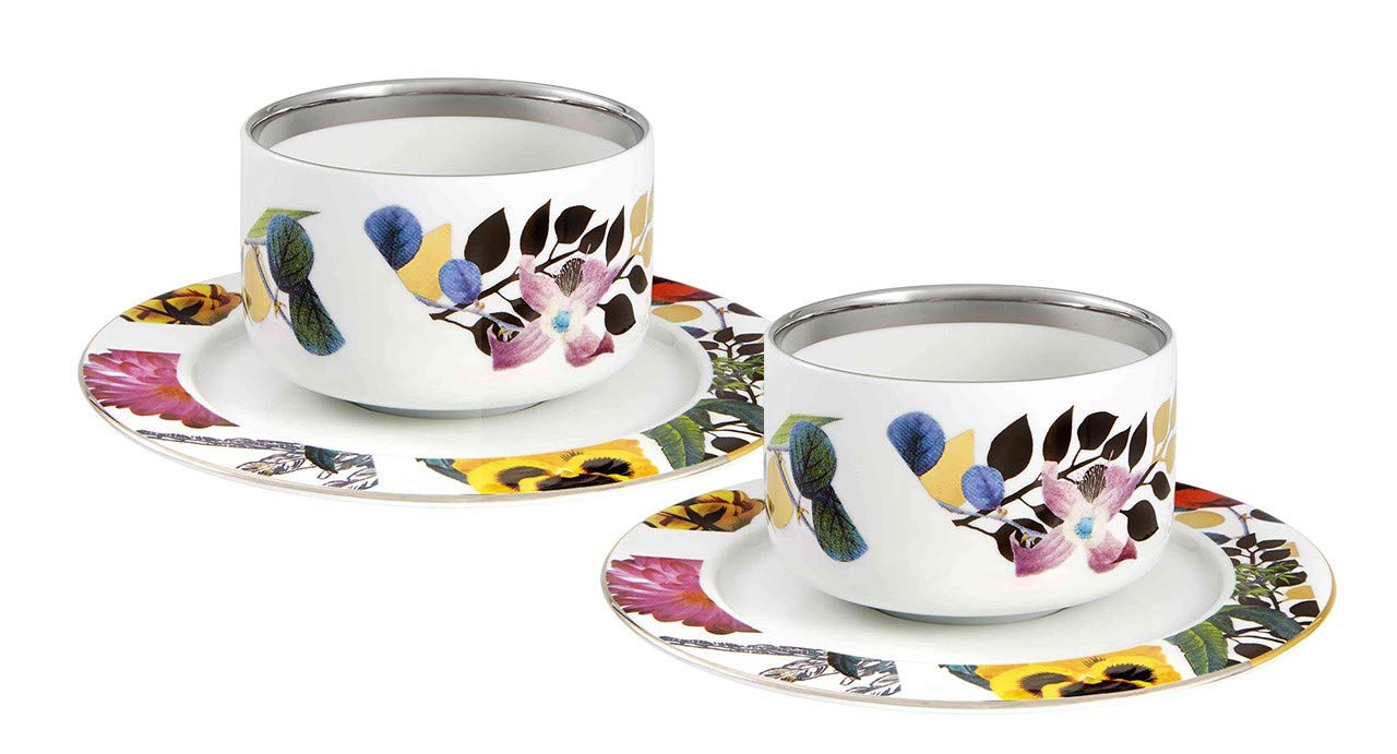 VISTA ALEGRE Christian Lacroix Spring Collection Porcelain Tea Cup and Saucer Set of 2 - Elegant Floral Design for Afternoon Tea, Bridal Shower & Home Decor (Ref #21132632)