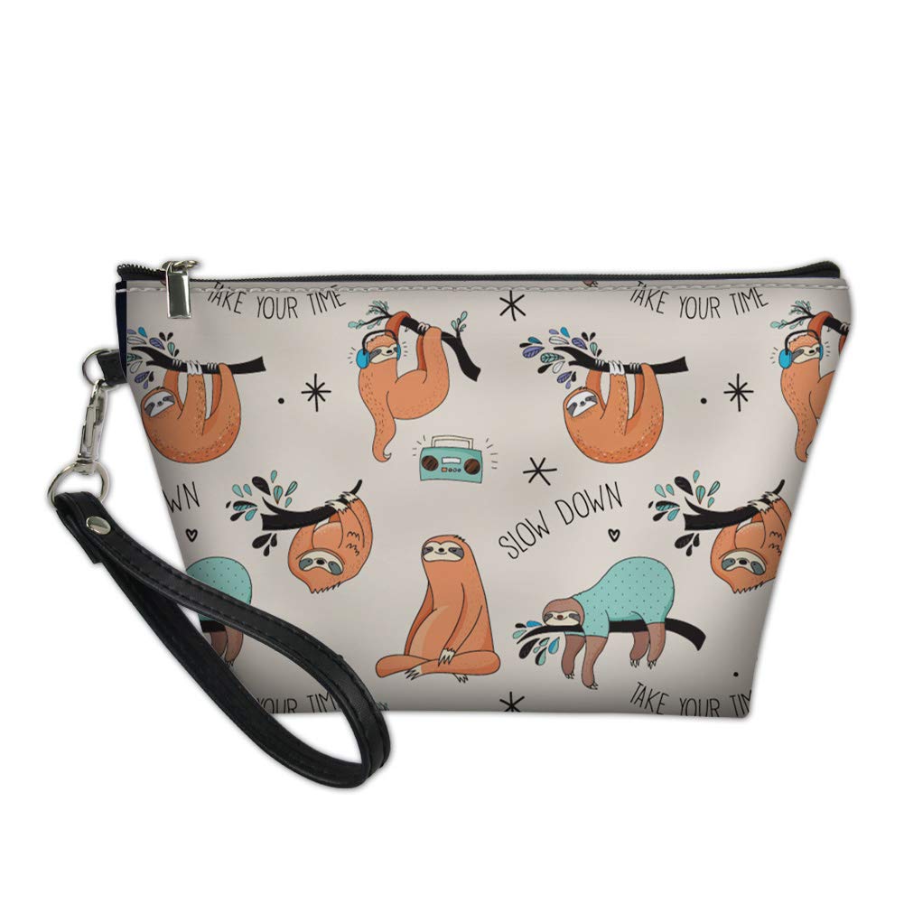 Amzbeauty Cute Sloth Makeup Bag - Waterproof PU Leather Cosmetic Pouch with Zipper for Women | Travel Toiletry Organizer, Gift Idea for Girlfriend, Best Friend & Mom | Perfect for Vacation, Gym, Work & Daily Use