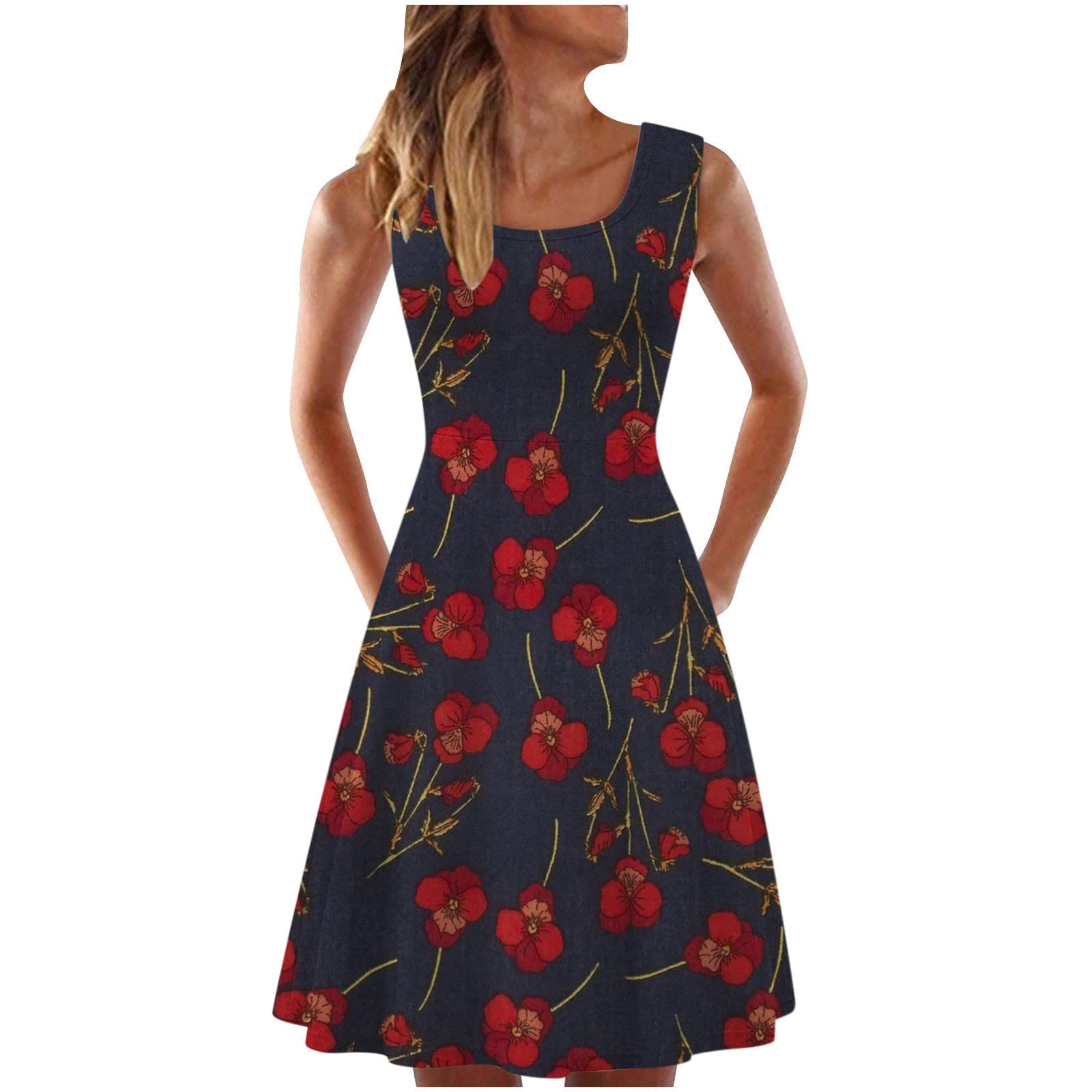Ongmies Women's Plus Size Summer Casual Sundresses - Flowy Beach Dresses for Women, Vacation & Outdoor Wear