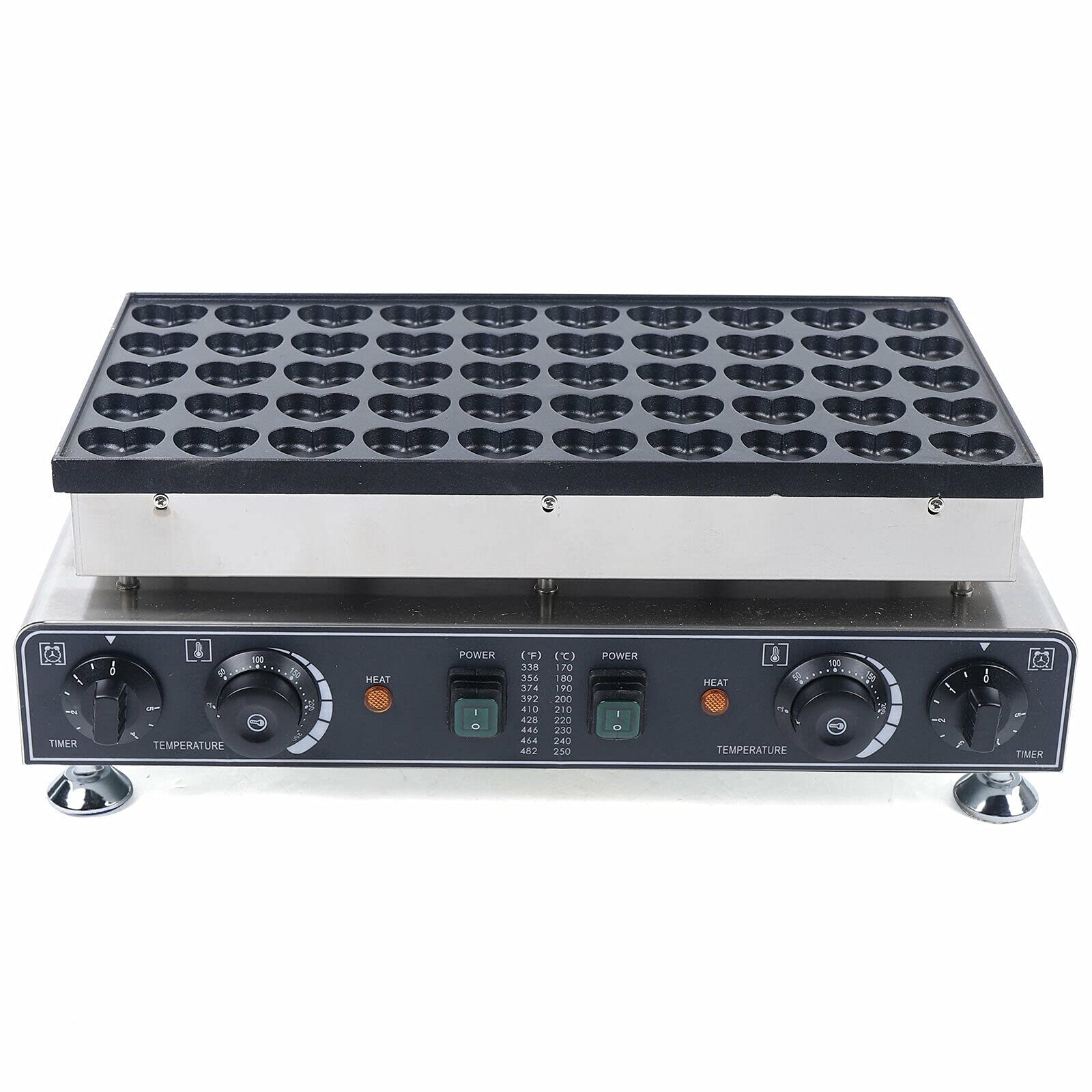 Eapmic 1700W Commercial Dutch Pancake Maker - 50 Nonstick Holes, 1.6 Inch Heart-Shaped Mini Pancake Machine for Snack Bars, Bakeries & Home Use - Perfect for Making Poffertjes, Dorayaki & Sweet Treats