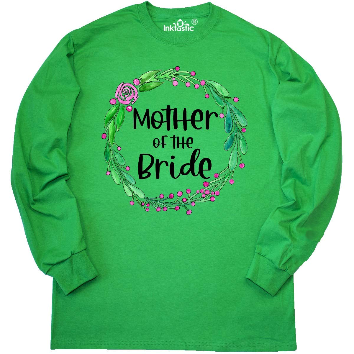 Inktastic Mother of The Bride Rose Wreath Long Sleeve T-Shirt - Comfortable & Stylish Wedding Guest Outfit for Rehearsal Dinners & Ceremonies