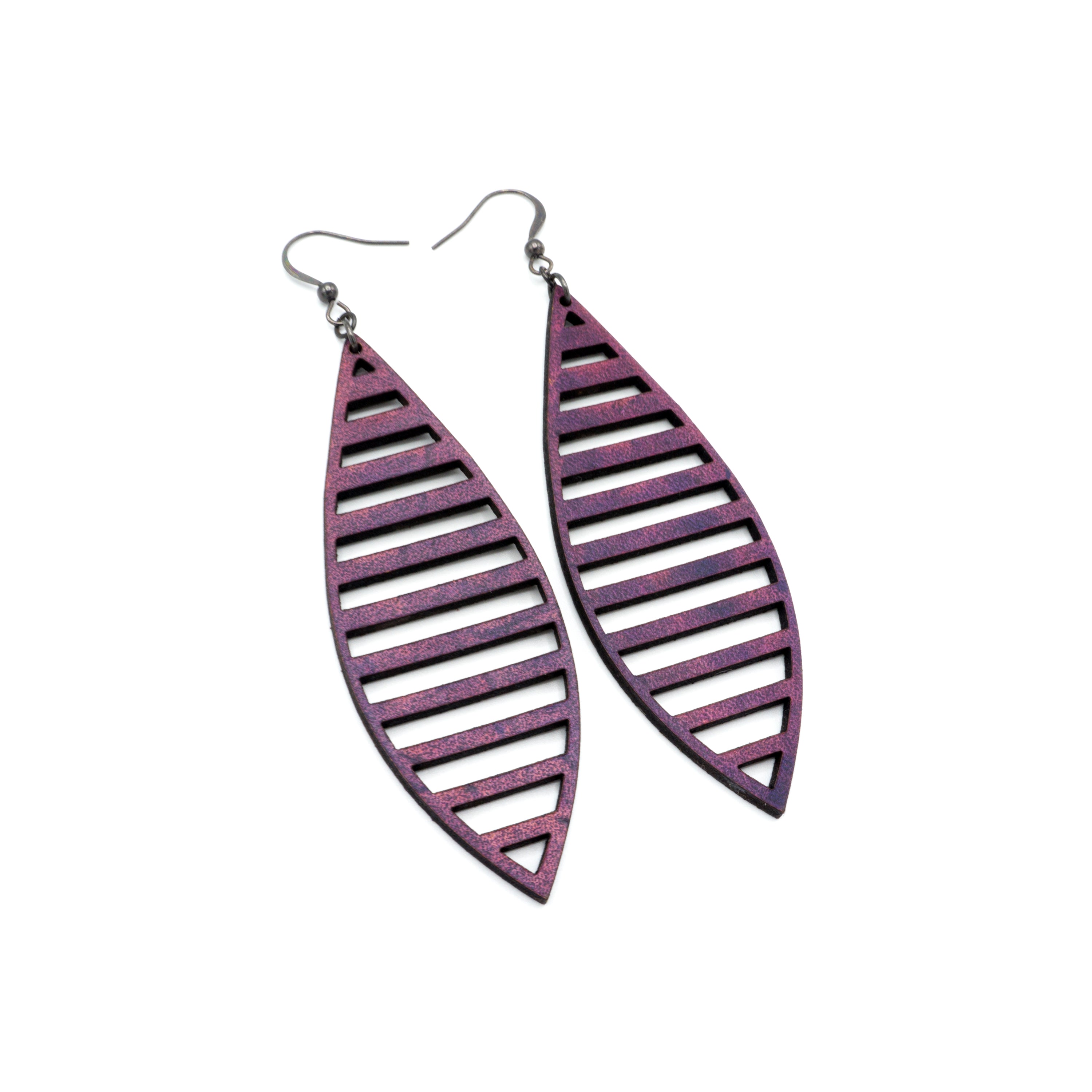 Terrabyte 11_1 Genuine Leather Earrings for Women - Purple Handmade Boho Dangle Earrings | Perfect for Casual Wear, Parties & Gift Giving