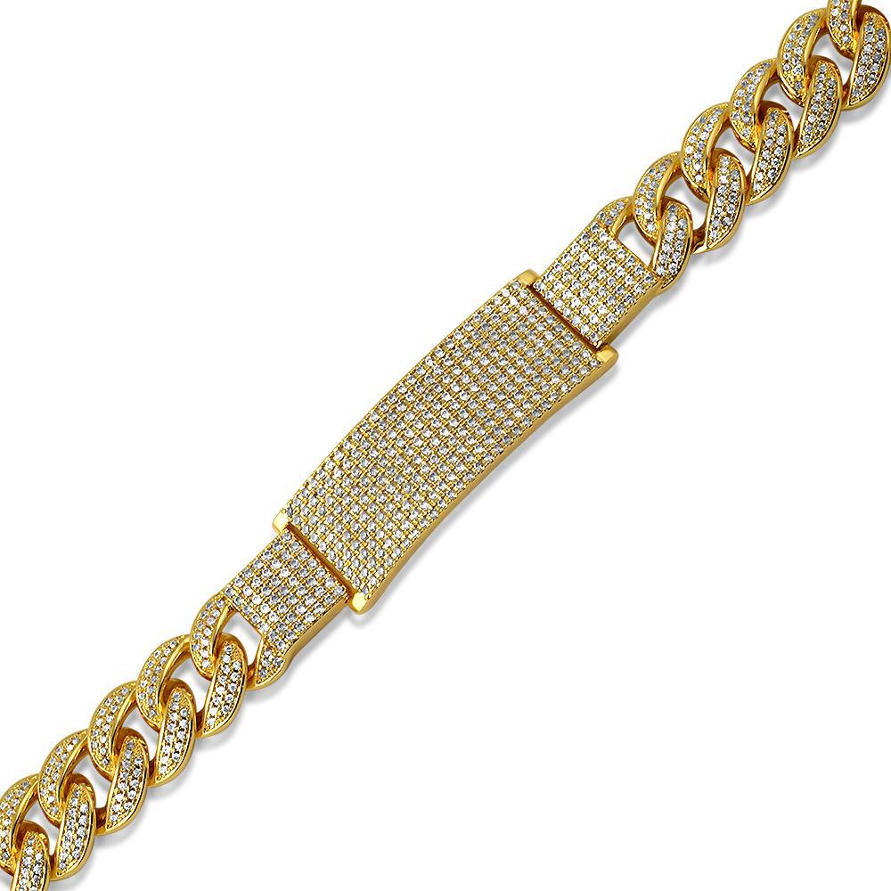 18K Gold Cuban Link Bracelet with Diamond Accents - Luxury Hip Hop Jewelry for Men & Women - Perfect for Parties, Gifts & Everyday Wear