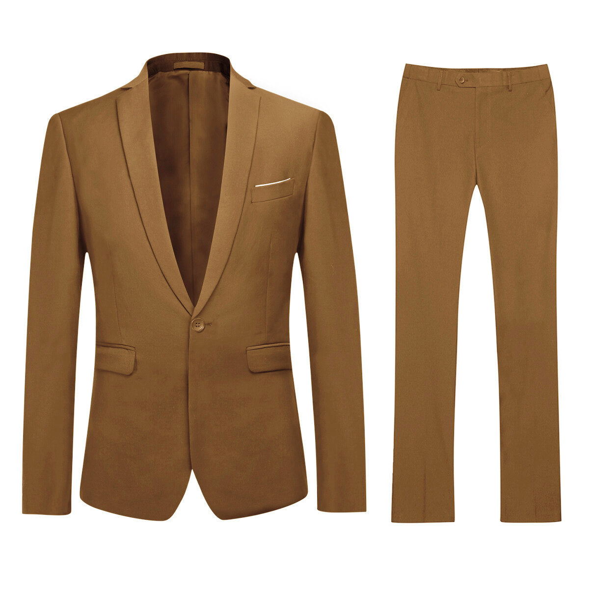 2 Piece Slim Fit Coffee Suit for Men - Modern Minimalist Office Wear - Perfect for Business Meetings & Professional Events
