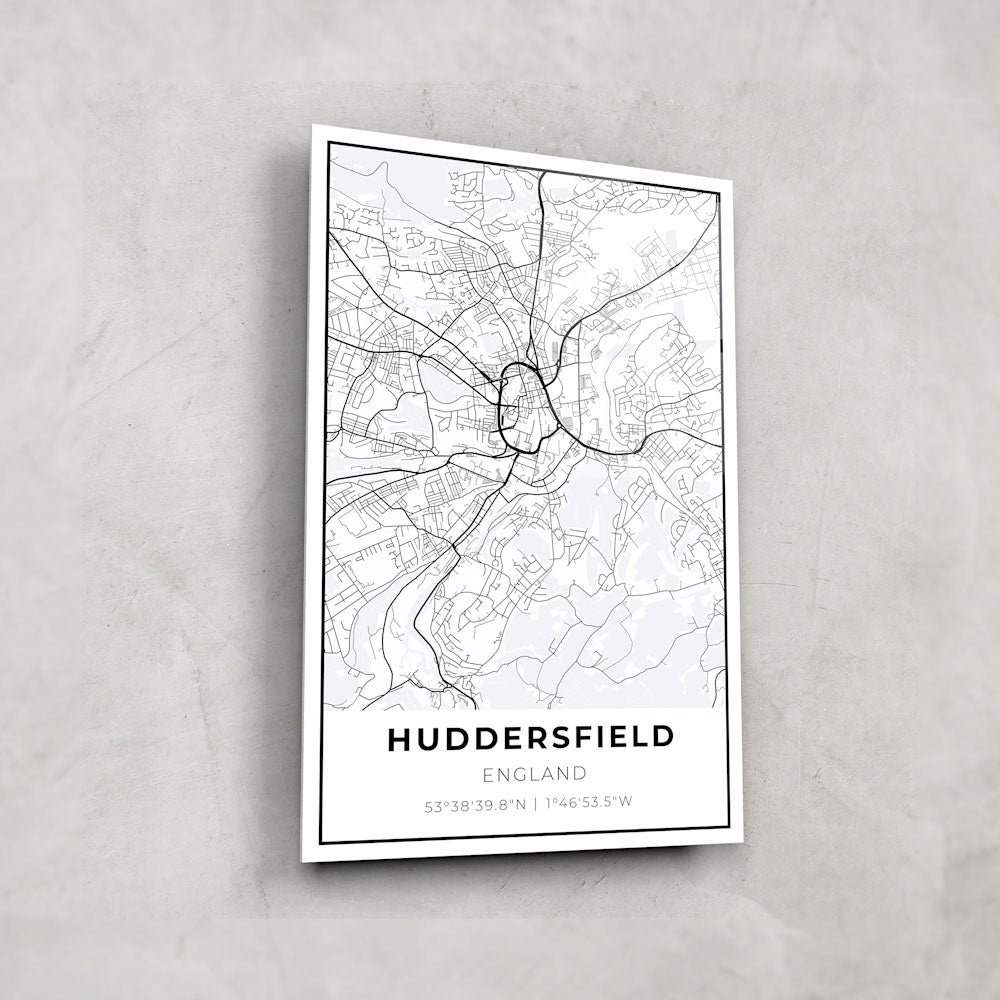 Huddersfield Map Glass Art - Handcrafted Glass Wall Decor for Home & Office - Perfect for Gifts, Living Room, Bedroom & Office Decor