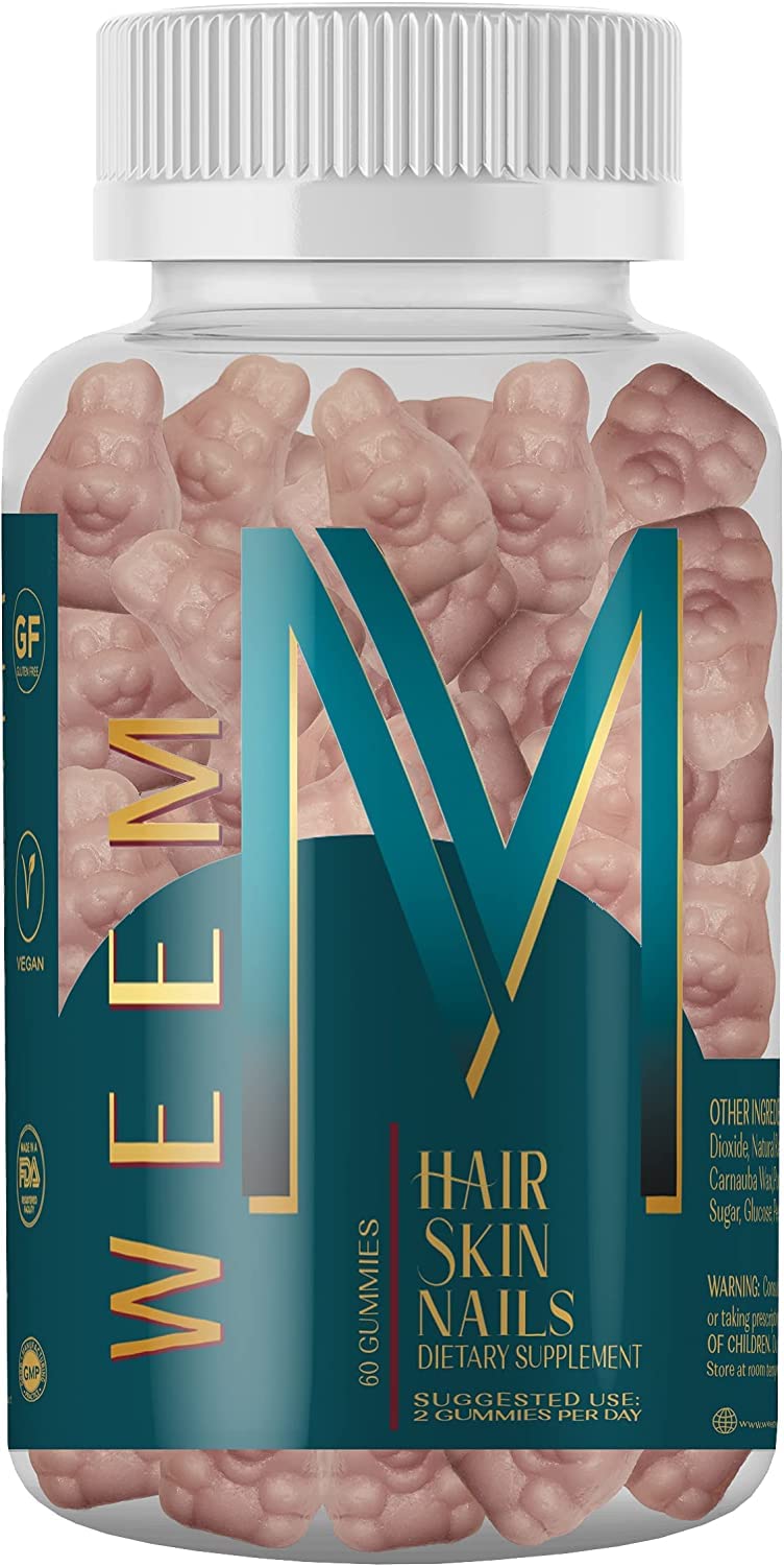 WEEM Hair Skin and Nails Gummies - 10,000mcg Biotin Supplement for Faster Hair Growth, Stronger Nails & Healthy Skin - Vegan Gummy Vitamins for Women & Men - Perfect for Daily Beauty Routine & Wellness Support