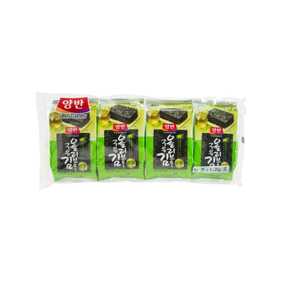 Premium DONGWON Olive Oil Seasoned Laver (20g) - Korean Roasted Seaweed Snacks for Sushi, Rice Bowls & Healthy On-the-Go Snacking