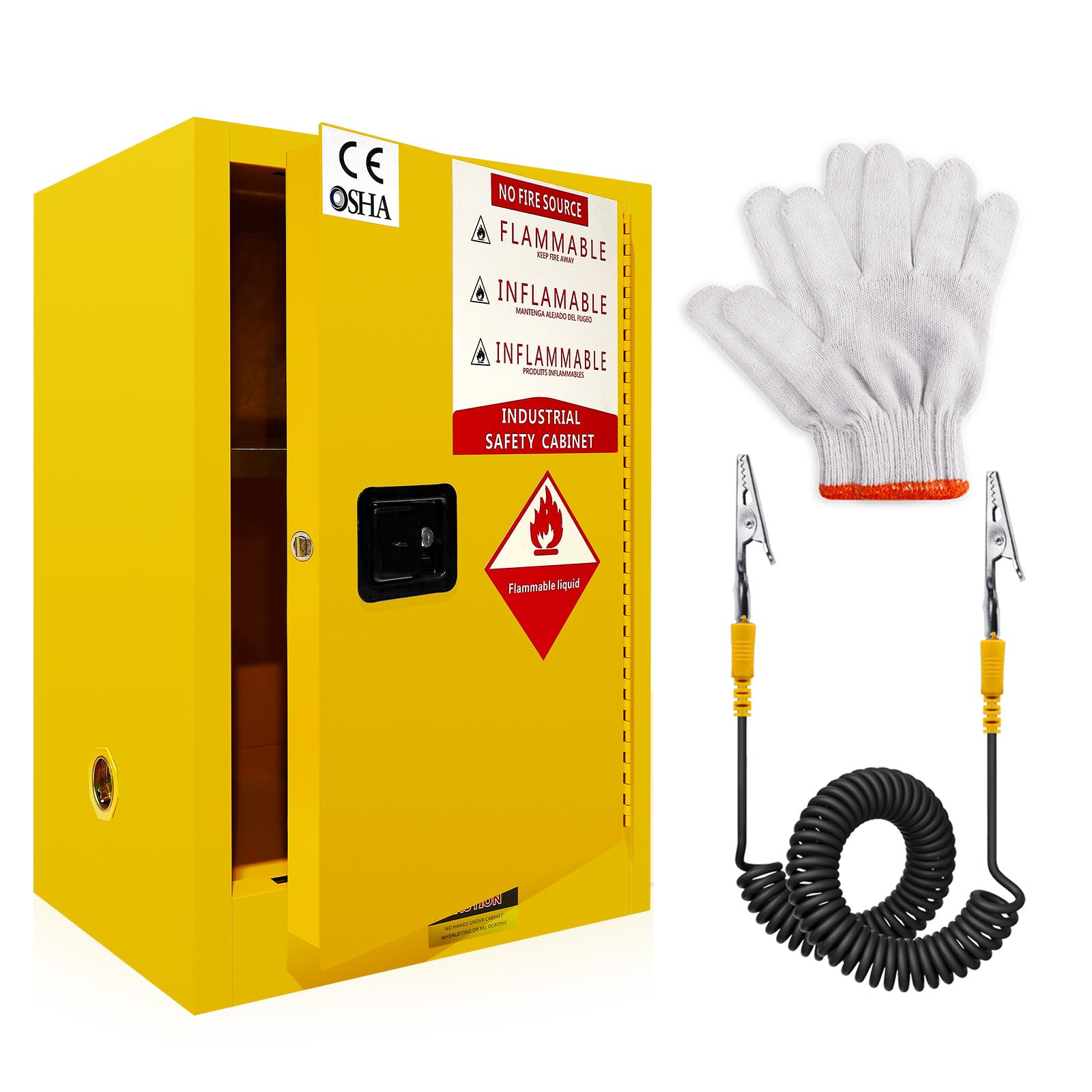 24 Gallon Flammable Safety Storage Cabinet - 35H x 23W x 18.2D Galvanized Steel Hazardous Material Cabinet with Adjustable Shelves | Fireproof Chemical Storage for Workshop, Garage, Laboratory & Industrial Use