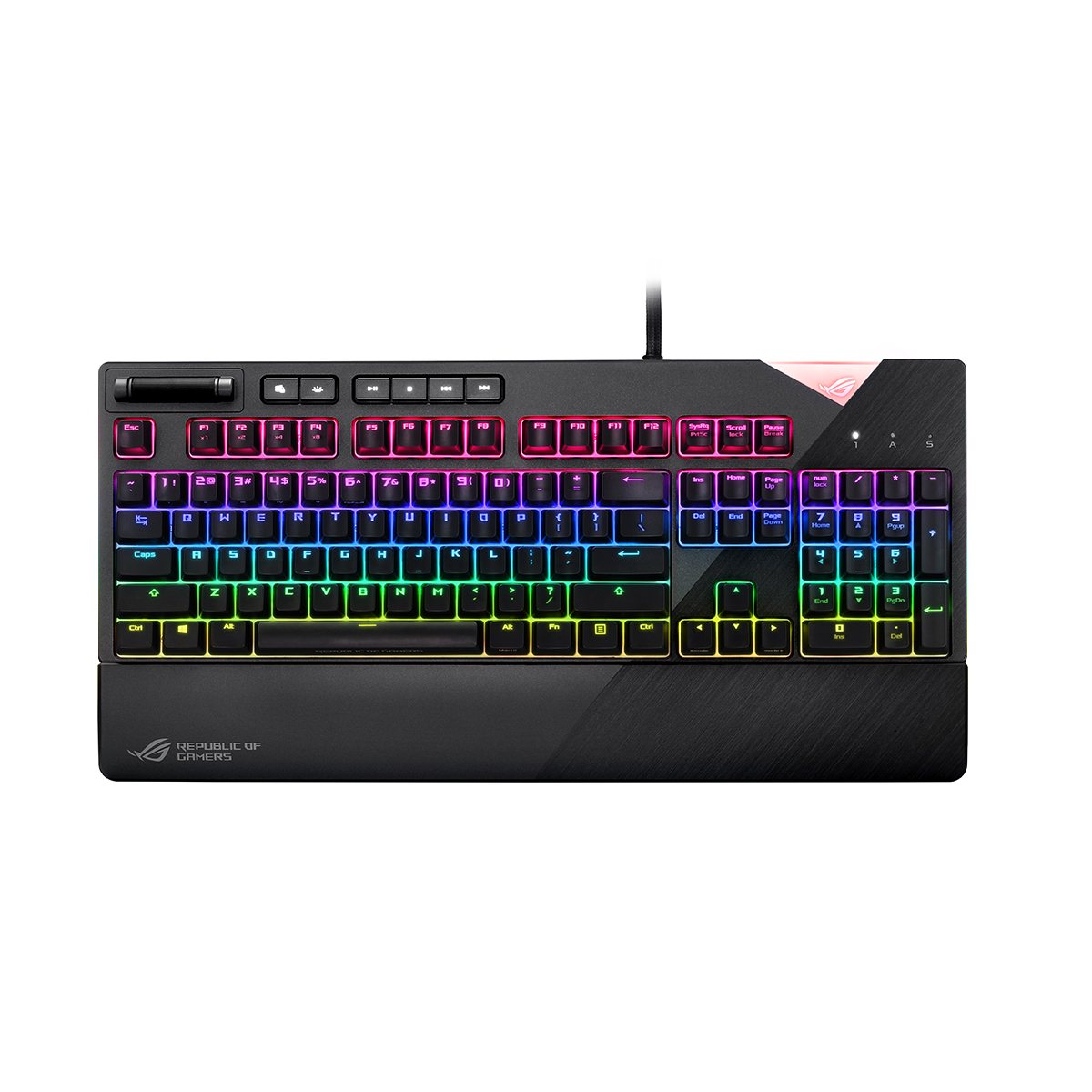 ASUS ROG Strix Flare Mechanical Gaming Keyboard with Cherry MX Blue Switches - RGB Backlit, Wired USB, N-Key Rollover for PC Gaming, Esports & Typing