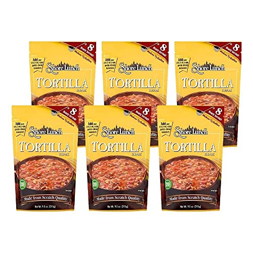 Authentic Latin Tortilla Soup Mix - Shore Lunch Corn & Chiles Blend (9.0 OZ, Pack of 6) | 8 Hearty Servings Makes ½ Gallon | Perfect for Family Dinners, Camping Meals & Quick Weeknight Soups