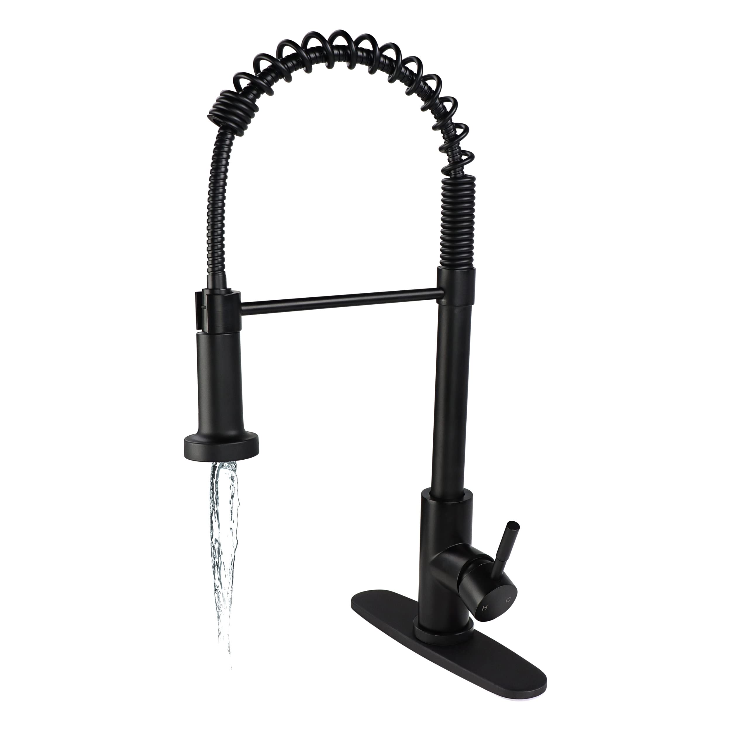 Empire Faucet Black Brushed Nickel Pull Down Sprayer Kitchen Sink Faucet with Optional Deck Plate - Modern Water Saving Design for Cooking, Washing Dishes & Food Prep
