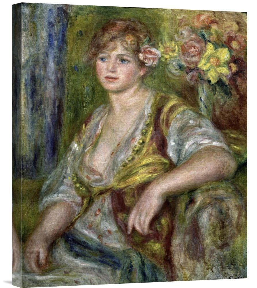 Budget Pierre Auguste Renoir Blonde in Pink Canvas Wall Art Print - Gallery Wrap Giclee Reproduction - Perfect for Living Room, Bedroom & Office Decor