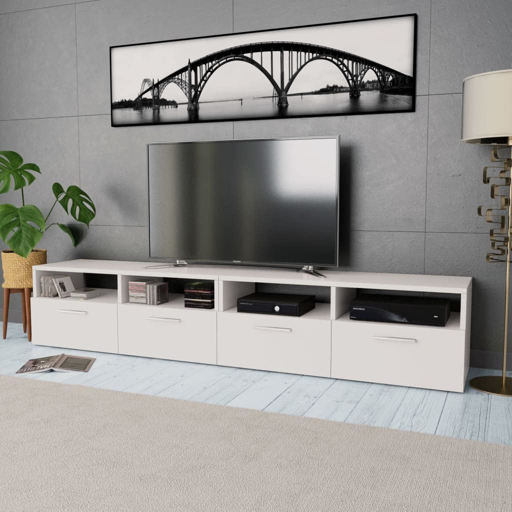 2-Pack White Rustic TV Stand Media Console - 37.4