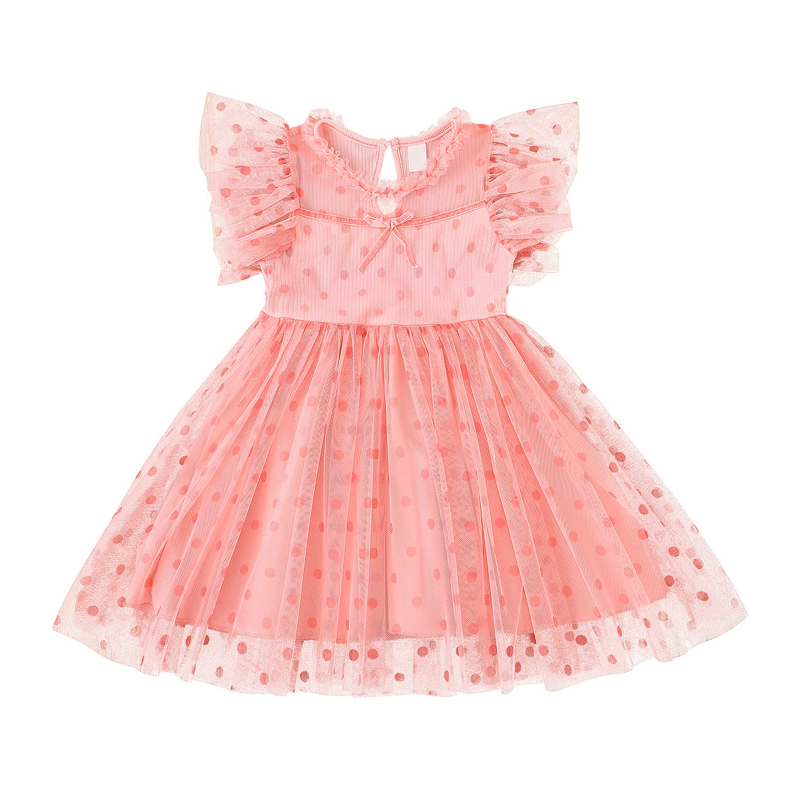 Toddler Girls Sleeveless Dot Print Tulle Princess Dress - Summer Playwear for Kids - Perfect for Birthday Parties, Playdates & Outdoor Adventures