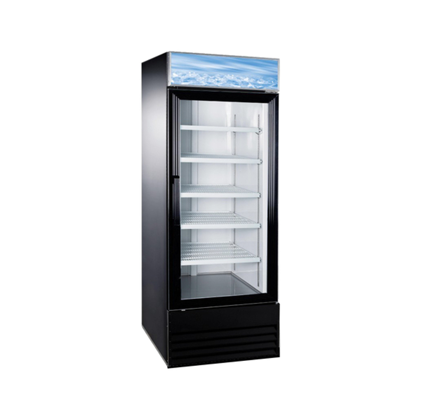 Nella 28 Inch Commercial Refrigerator with Glass Door - Black Stainless Steel for Restaurants, Cafes, and Convenience Stores