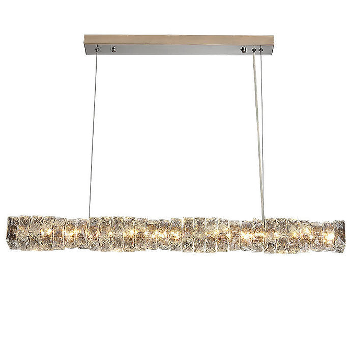 Modern LED Crystal Glass Bar Pendant Light - Elegant Dining Room & Kitchen Island Lighting Fixture for Home Decor