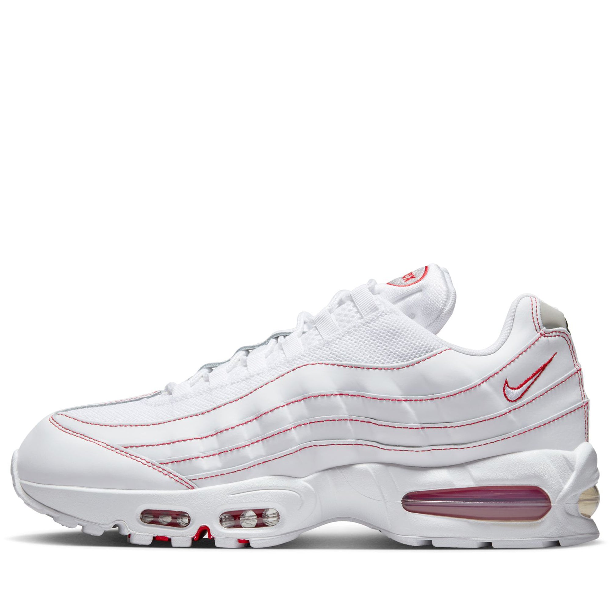 Nike Air Max 95 OG Sneakers - White/University Red Men's Running Shoes for Jogging, Gym & Casual Wear