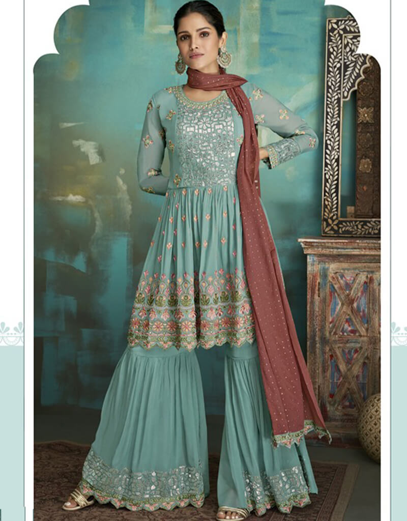 Stylish Black Sharara Suits - Faux Georgette Fabric for Women | Perfect for Weddings, Parties & Festive Occasions