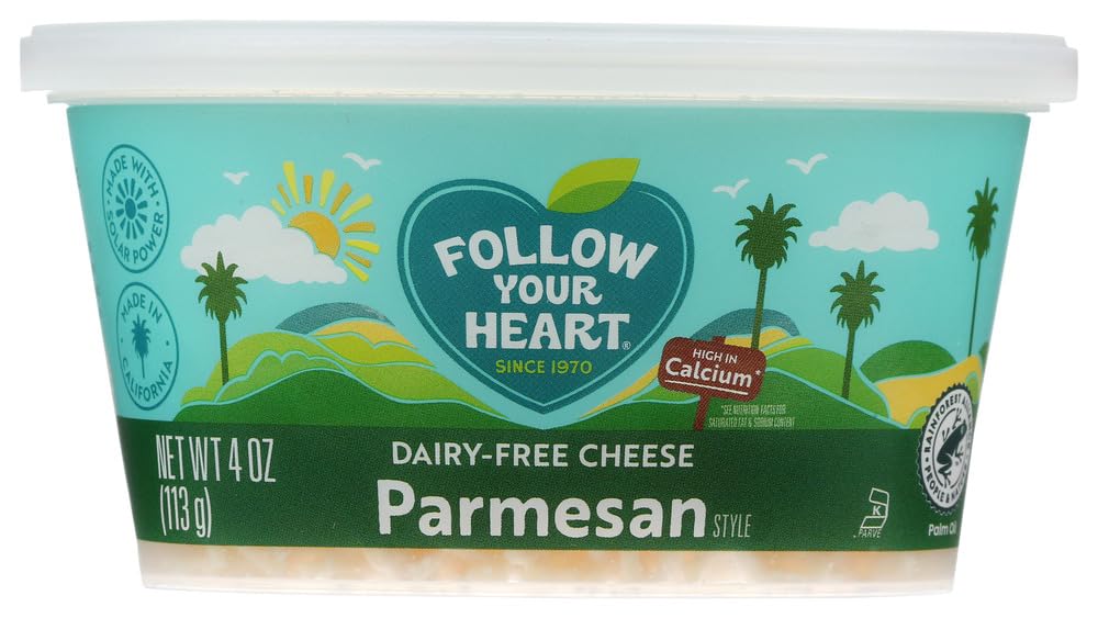 Follow Your Heart Vegan Parmesan Style Shredded Cheese Alternative - 4oz (8 Pack) | Dairy-Free, Plant-Based Topping for Pizza, Pasta & Salads | Keto & Gluten-Free Friendly