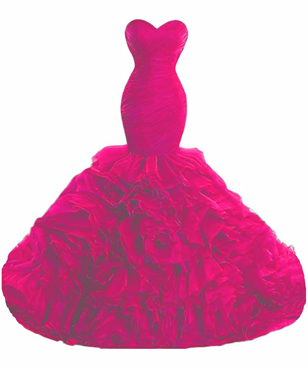 Elegant Sweetheart Neckline Mermaid Prom Dress for Women - Ball Gown with Ruffles & Organza Fabric, Formal Evening Party Gown for Homecoming, Wedding, Quinceañera & Special Occasions