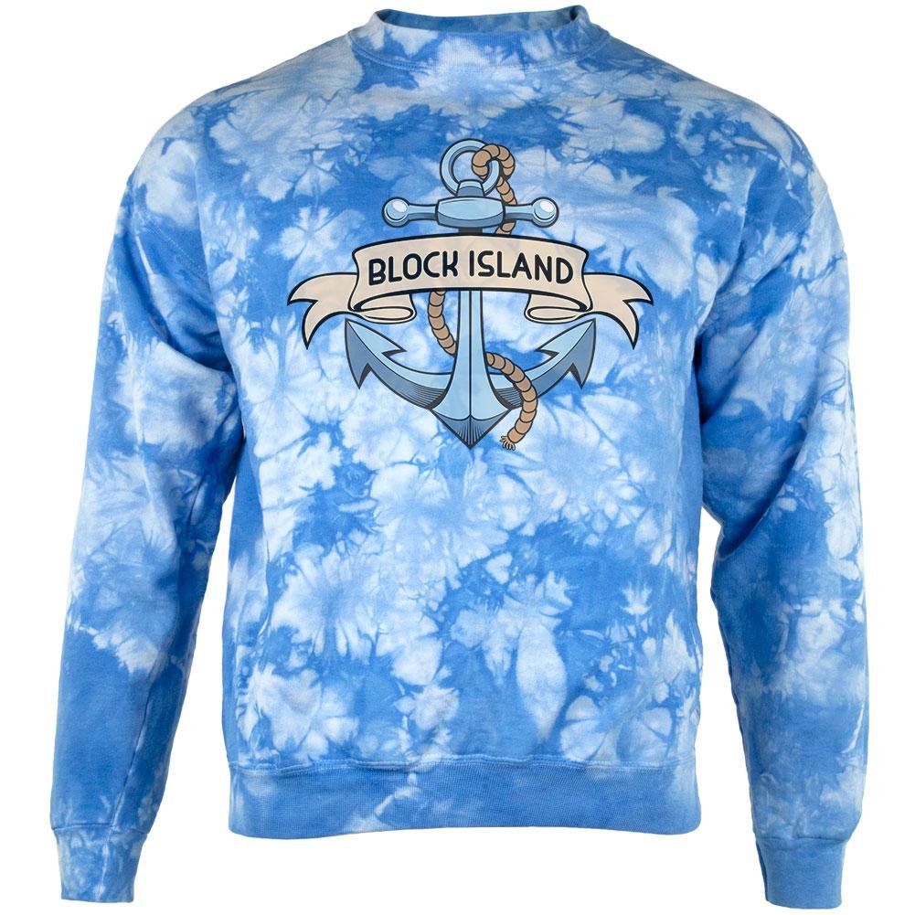 Anchor at Block Island Men's Tie Dye Sweatshirt | Comfortable Pullover Hoodie for Casual Wear, Street Style & Outdoor Activities