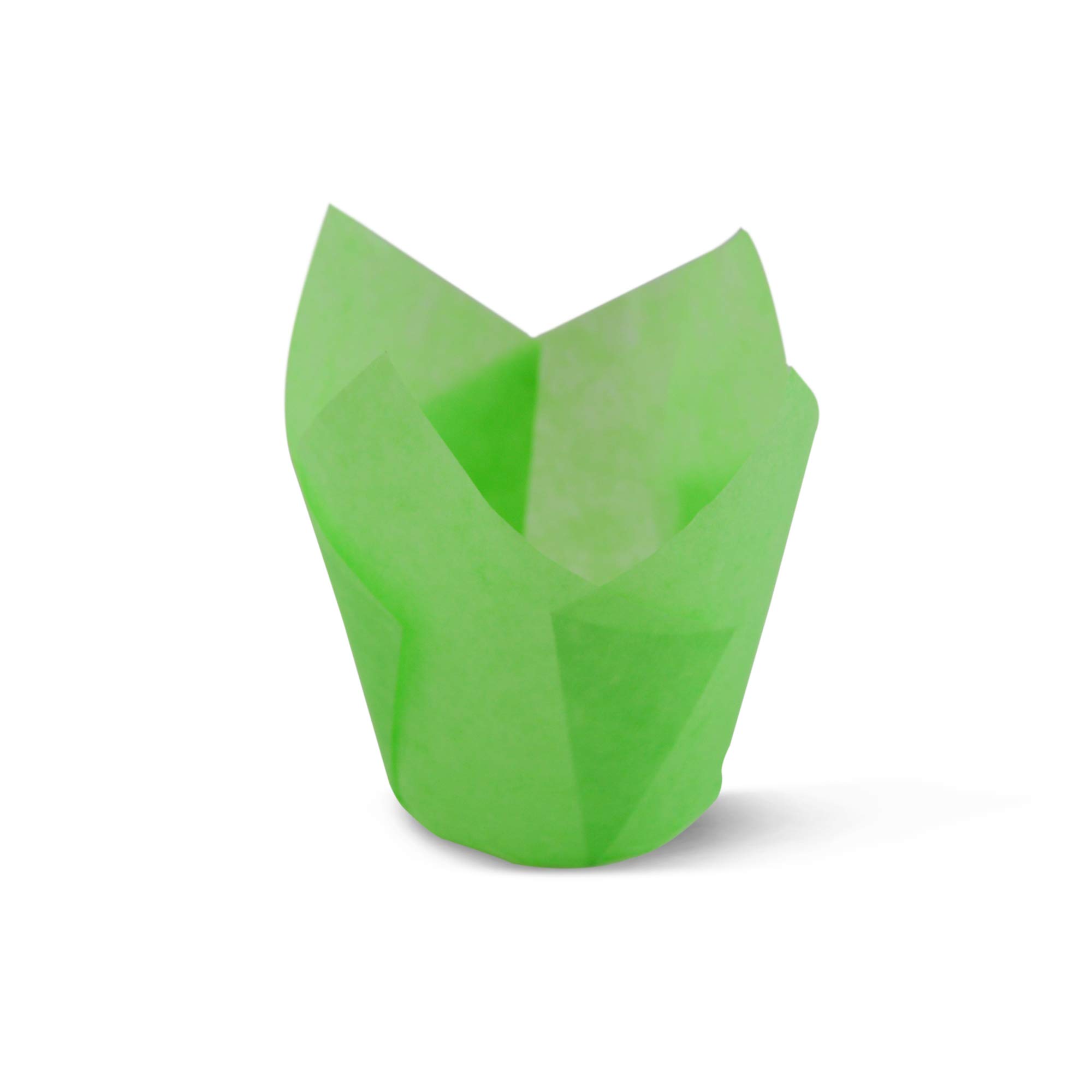 SimpleGood Green Medium Size Tulip Baking Cups - 100 Pack Greaseproof Cupcake & Muffin Liners for Baking, Party Decorations & Dessert Presentation
