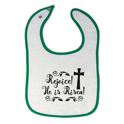 Soft Cotton Baby Bibs & Burp Cloths Set for Toddlers - Easter 'He is Risen' White & Green Design for Boys & Girls - Perfect for Feeding, Drool Protection & Church Celebrations