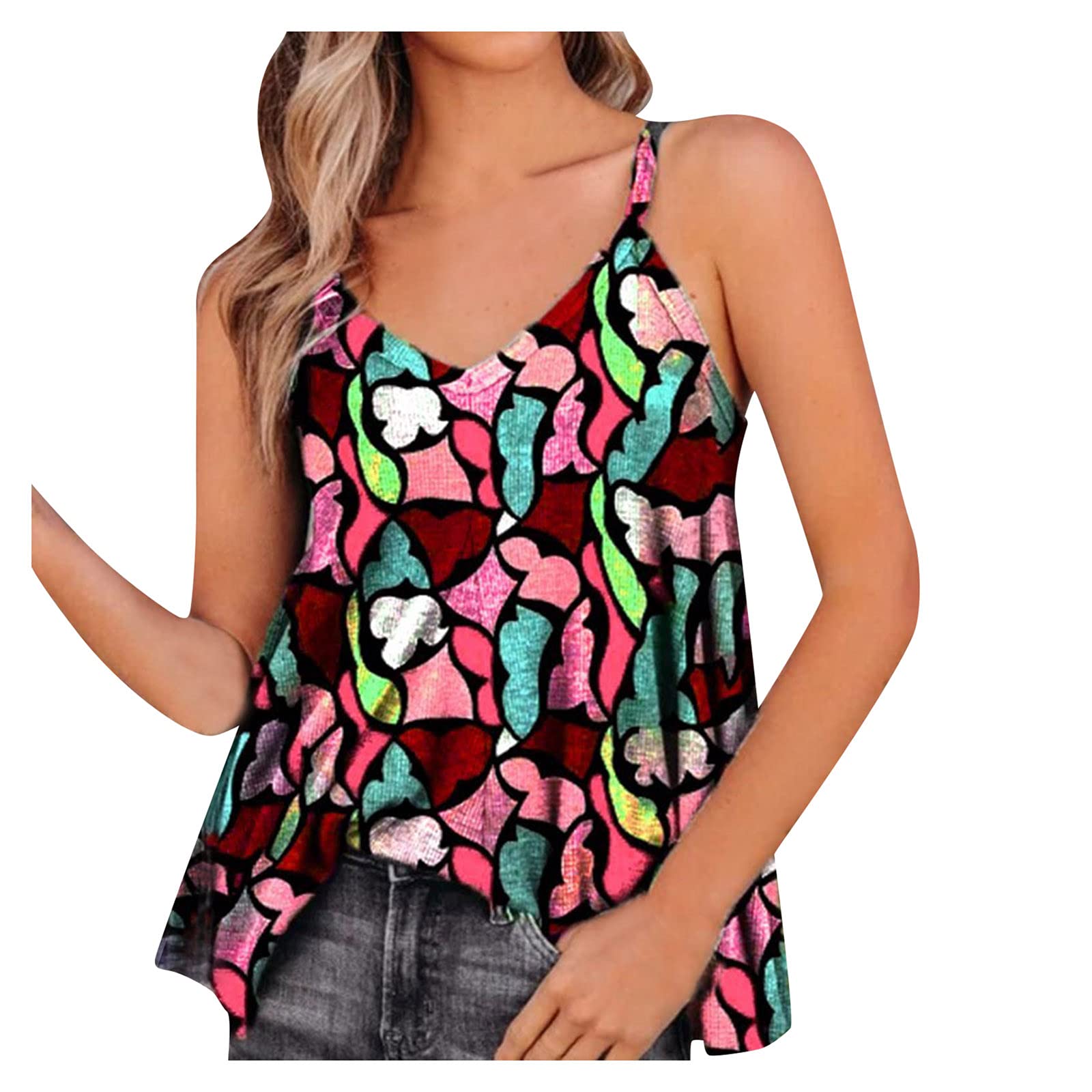 Women's Casual Sleeveless V-Neck Blouse - Summer Flow Tops for Outdoors & Travel