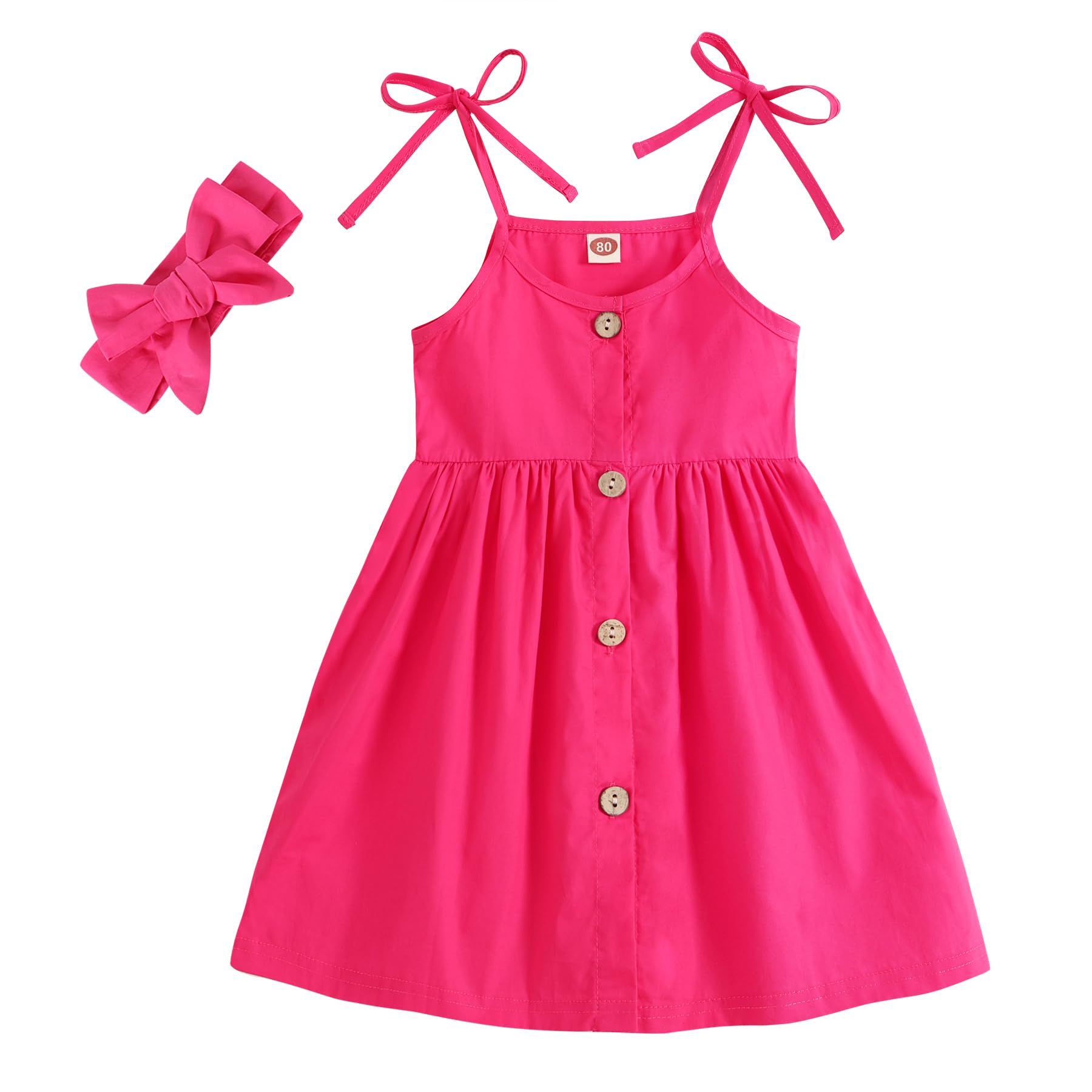 Happy Town Toddler Girls Summer Dress with Button Strap - Cute Princess Sundress for 1-6 Year Olds - Perfect for Beach, Party & Outdoor Play