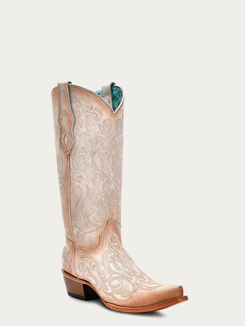 Women's Pink Luminescent Embroidered Crackled Straw Snip Toe Cowboy Boots - Perfect for Country Music Festivals, Rodeos & Western Fashion