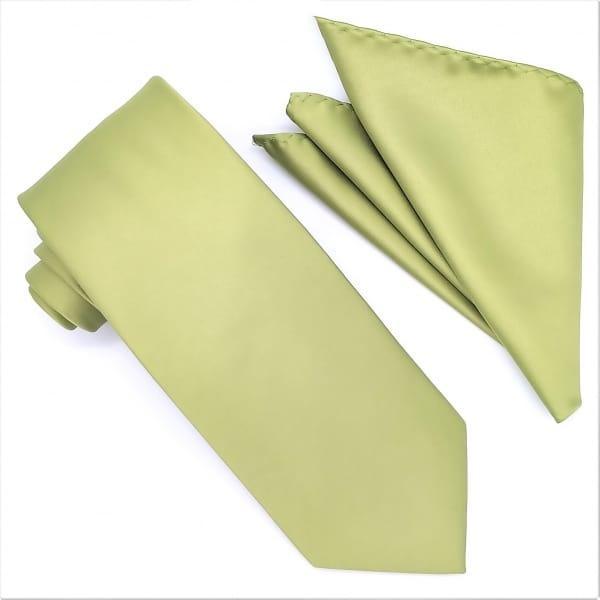 Sage Green Silk Tie and Pocket Square Set for Men - Perfect for Weddings, Business Meetings & Formal Events