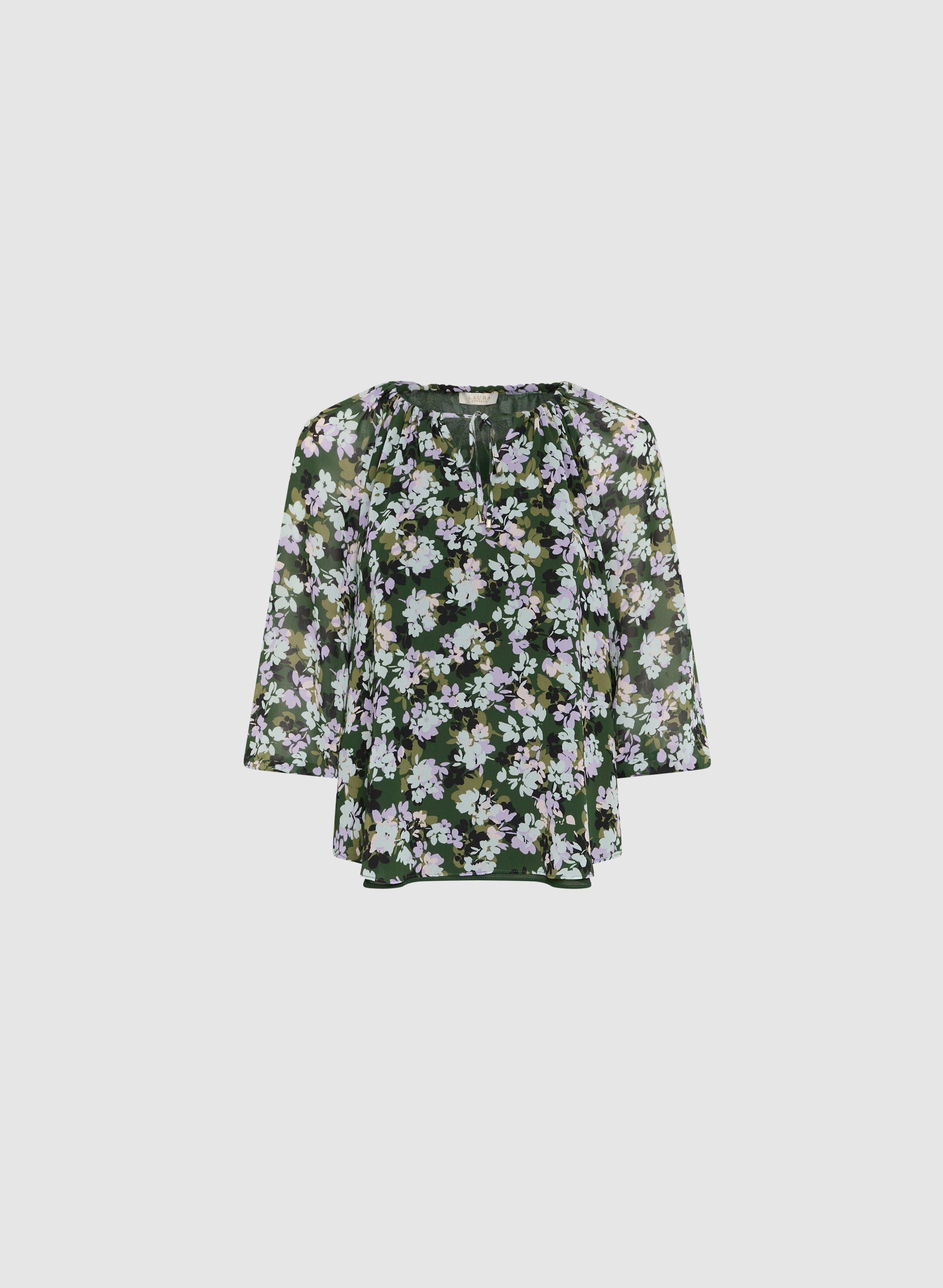 Floral Print Blouse for Women - Elegant Flowy Summer Tops with V-Neck & Short Sleeves - Perfect for Office, Date Night & Casual Outings