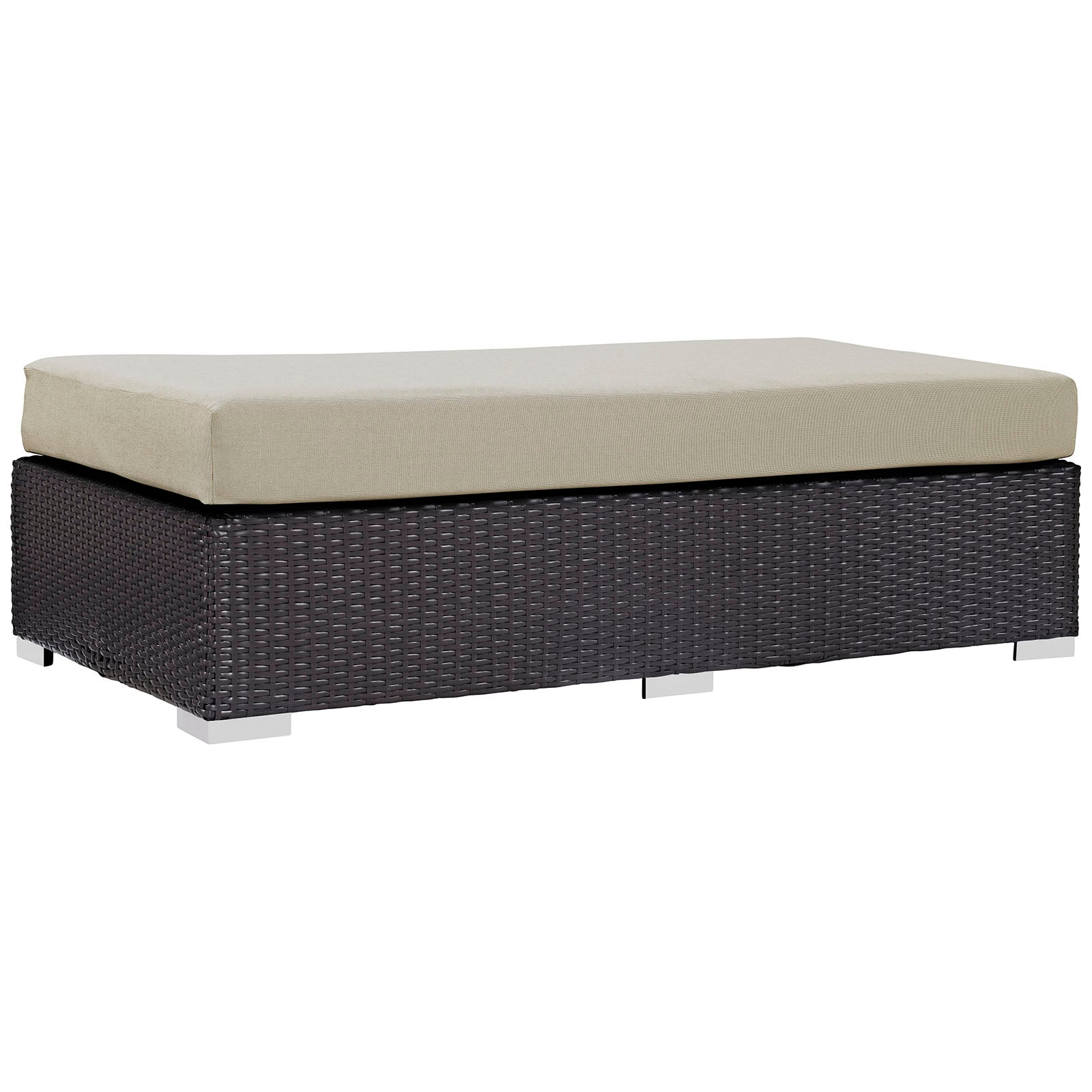 Convene Outdoor Patio Fabric Rectangle Ottoman - Waterproof & Durable Storage Bench for Garden, Deck, Poolside - Perfect for Relaxing & Extra Seating