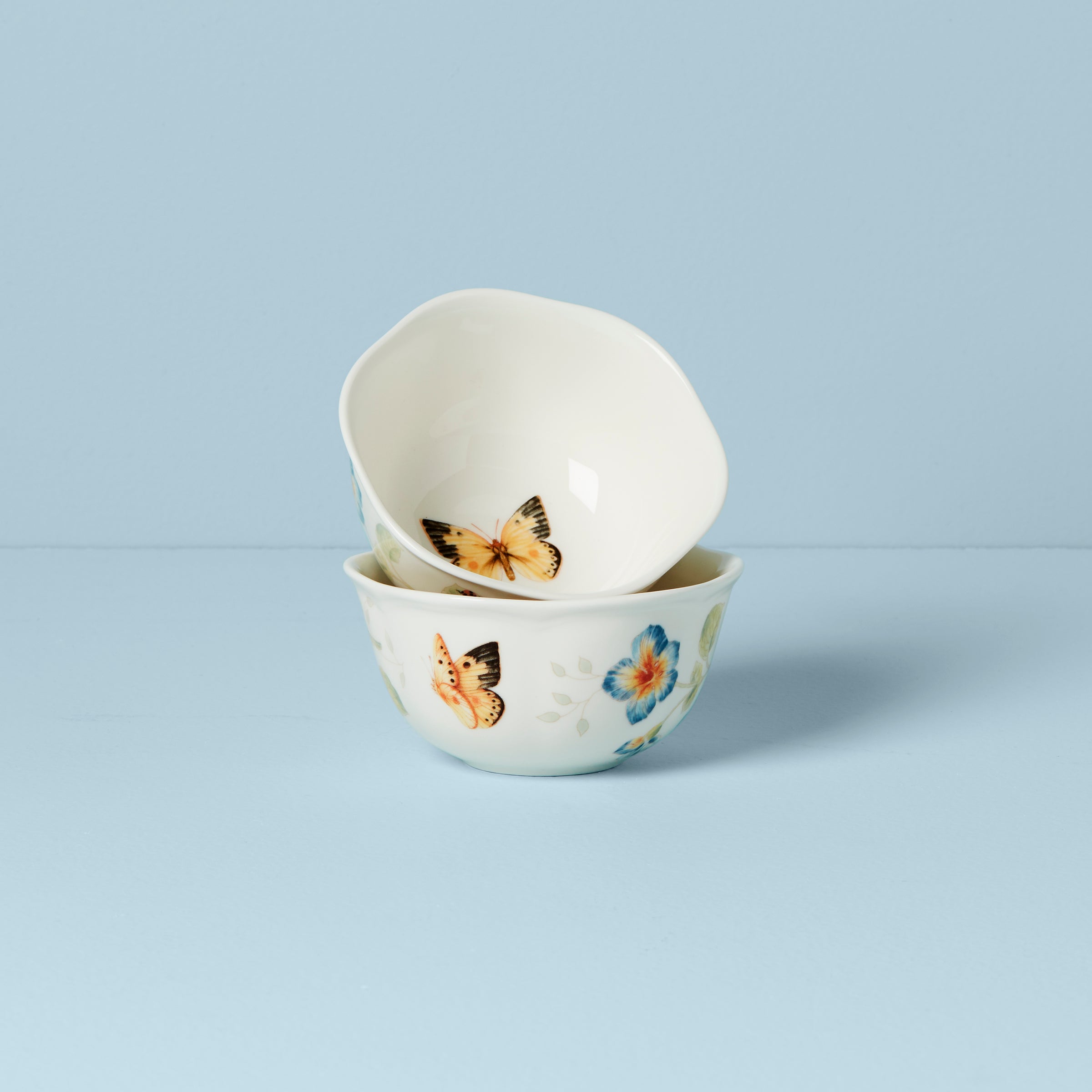 Butterfly Meadow 2-Piece Dessert Bowl Set - Elegant Porcelain Serving Bowls for Ice Cream, Pudding & Fruit - Perfect for Parties, Tea Time & Romantic Dinners