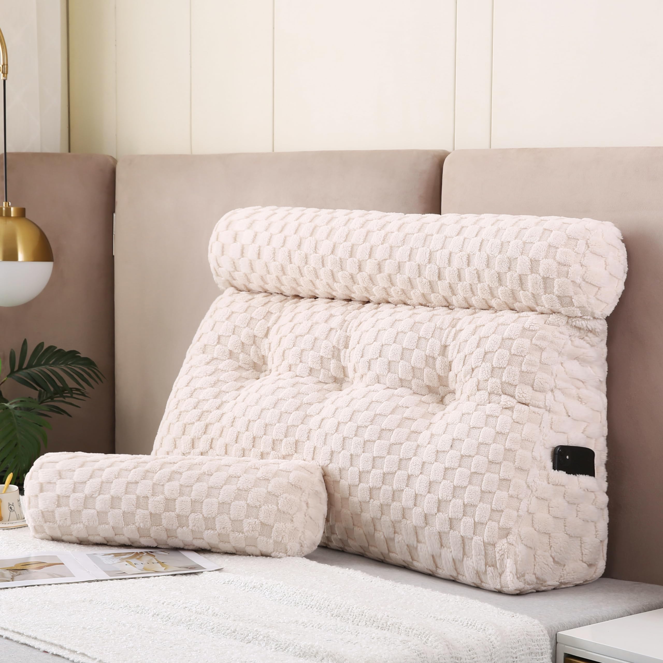 Wedge Headboard Pillows Set - Long & Short Bolster Pillows for Bed Backrest, Sitting Comfort - Perfect for Reading, Watching TV, or Relaxing in Bed