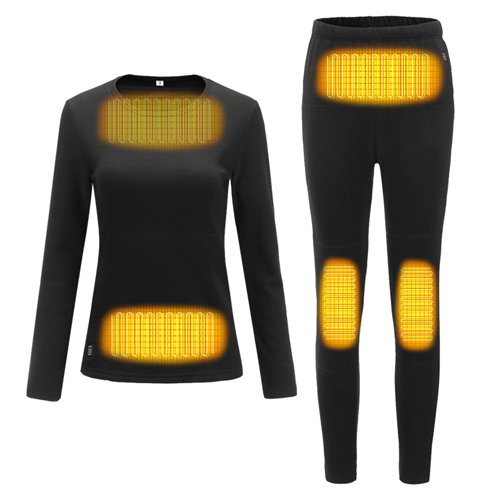 6-Zone Electric Heated Underwear Set with Smart Temperature Control - Thermal Base Layer Tops & Pants for Men & Women - Perfect for Winter Sports, Skiing, Hiking and Outdoor Activities