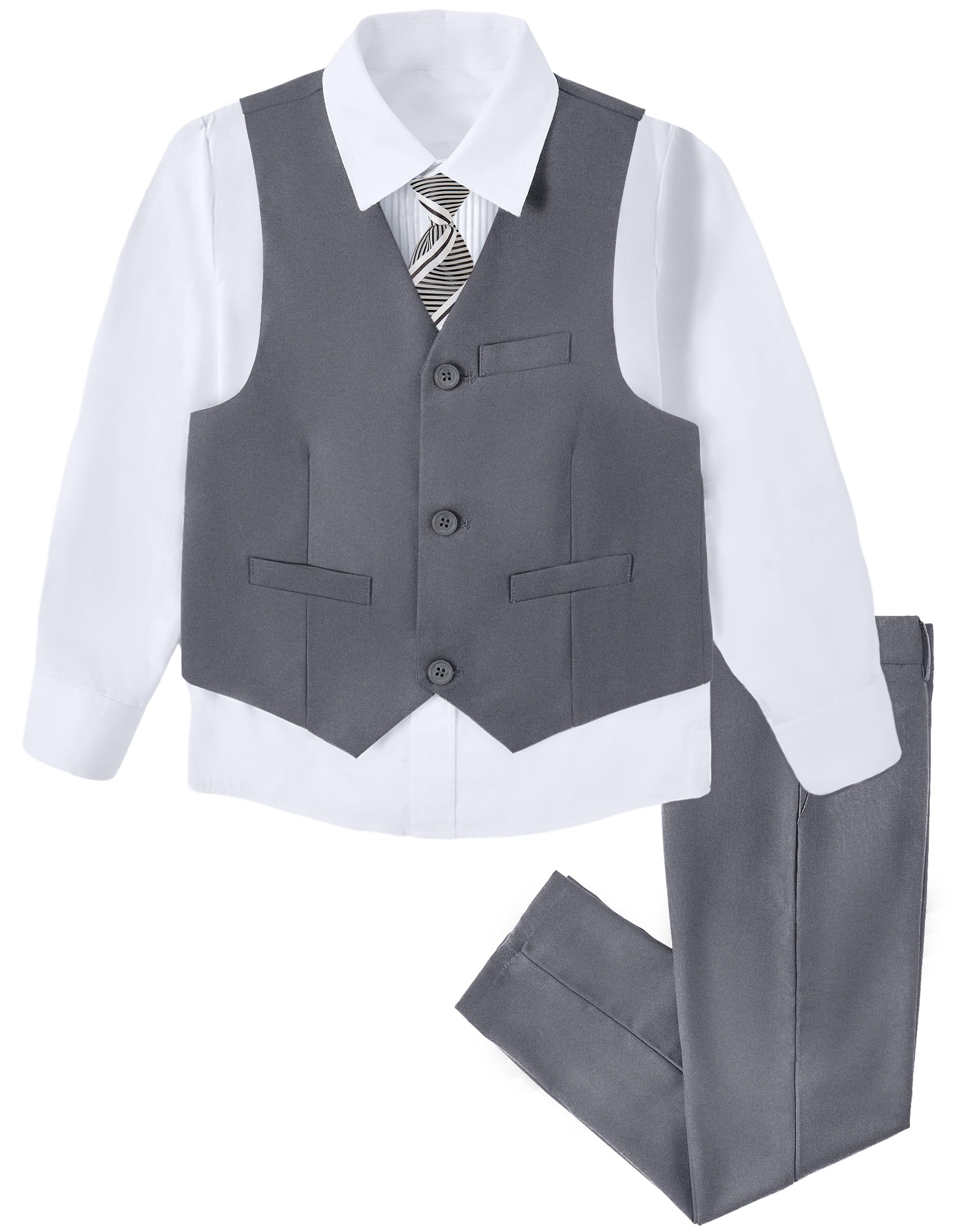 KEYWANTS Boys Formal Tuxedo Suit Set with Vest & Pants - Toddler Wedding Dress Clothes for Kids - Perfect for Weddings, Parties, and Special Occasions
