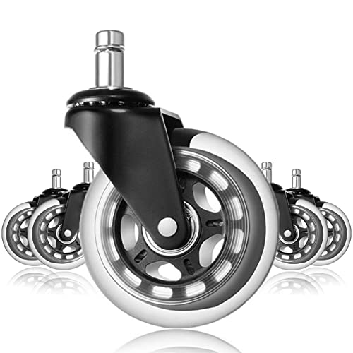 5-Pack Heavy Duty Office Chair Caster Wheels Replacement - Universal Rollerblade Wheels for Hardwood Floors & Carpets | Perfect for Home Office, Gaming Chairs & Workspace Mobility
