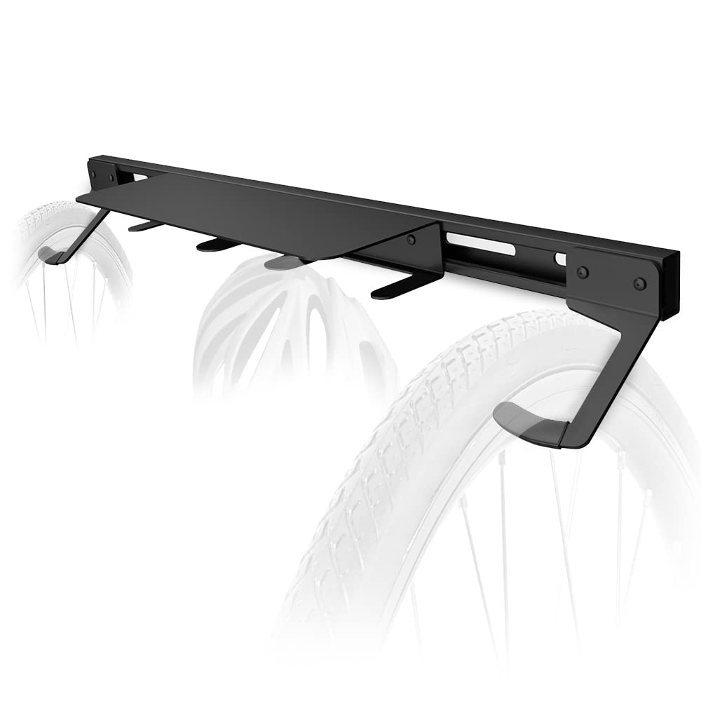 Koova Wall Mount Bike Rack - Heavy Duty Steel Garage Bike Storage | Adjustable Bike Hangers for Indoor & Outdoor Use | Space Saving Bike Holder for Home, Apartment & Garage Organization | Made in USA
