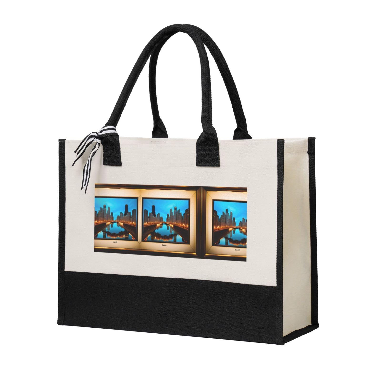 DRTGEDS Chicago Christmas Tote Bag - Reusable Canvas Gift Bag for Women | Holiday Shopping & Travel