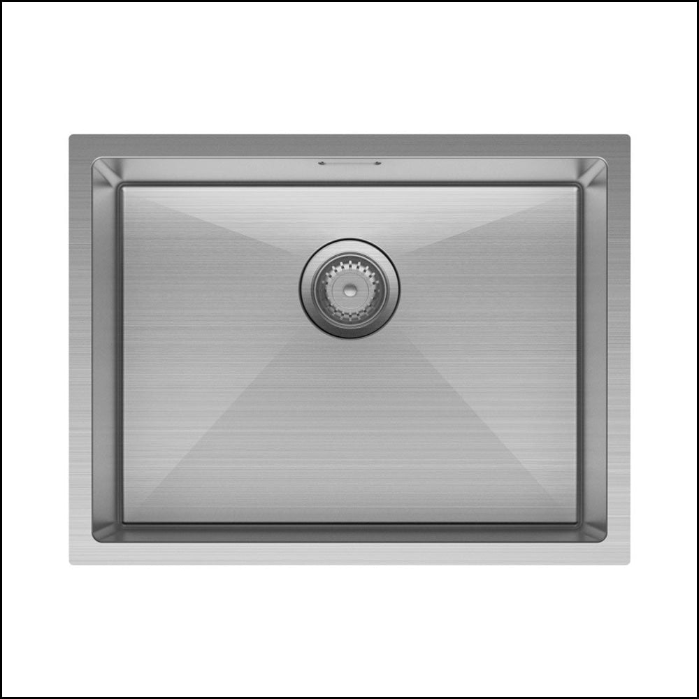 FIENZA 50L Stainless Steel Square Laundry Sink with Drain Board - Heavy Duty Utility Sink for Basement, Garage, or Commercial Use (Model 68501)