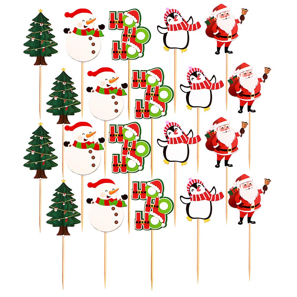 ABOOFAN 20pcs Christmas Tree Cake Toppers - Festive Holiday Cake Decorations for Christmas Desserts, Cupcakes & Cookies | Perfect for Holiday Baking, Party Decor & DIY Dessert Designs