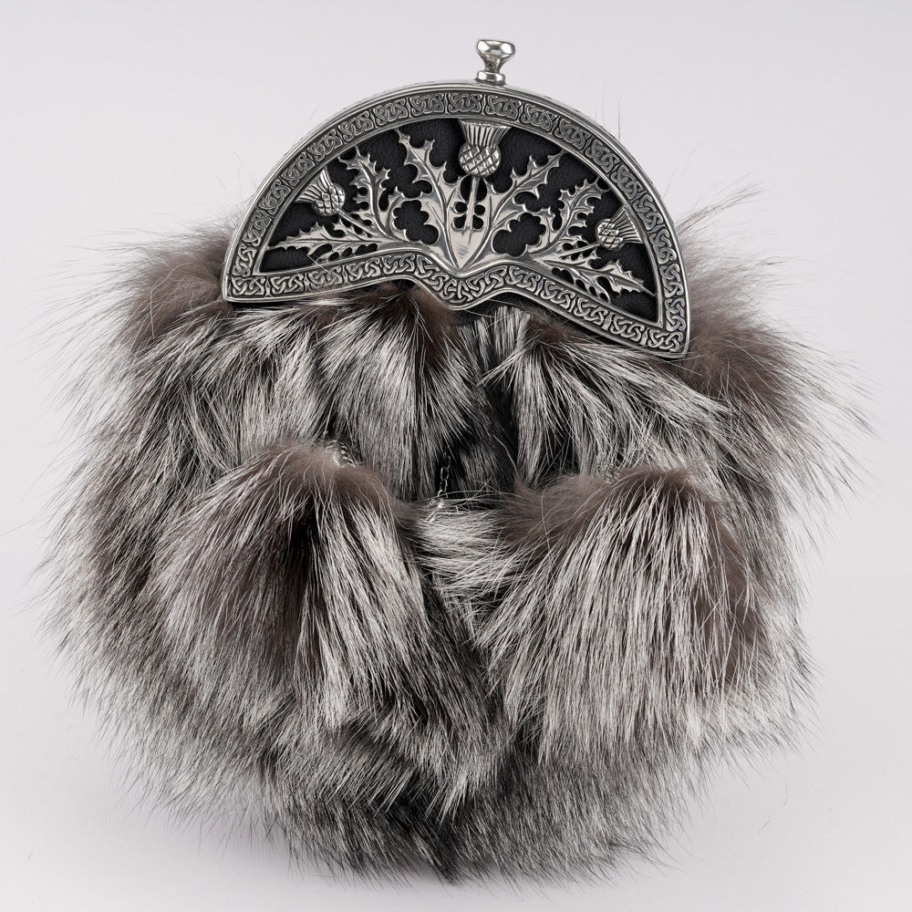 Silver Fox Dress Sporran - Premium Scottish Kilt Accessory for Men's Formal Wear | Perfect for Weddings, Highland Games & Celtic Events