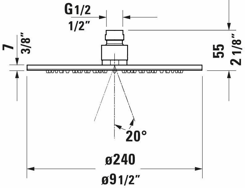 Duravit 9.5 Inch Rainshower Shower Head in Chrome Finish - UV0660014U00 Model | High Pressure Water Saving Rainfall Showerhead for Spa-Like Bathroom Experience