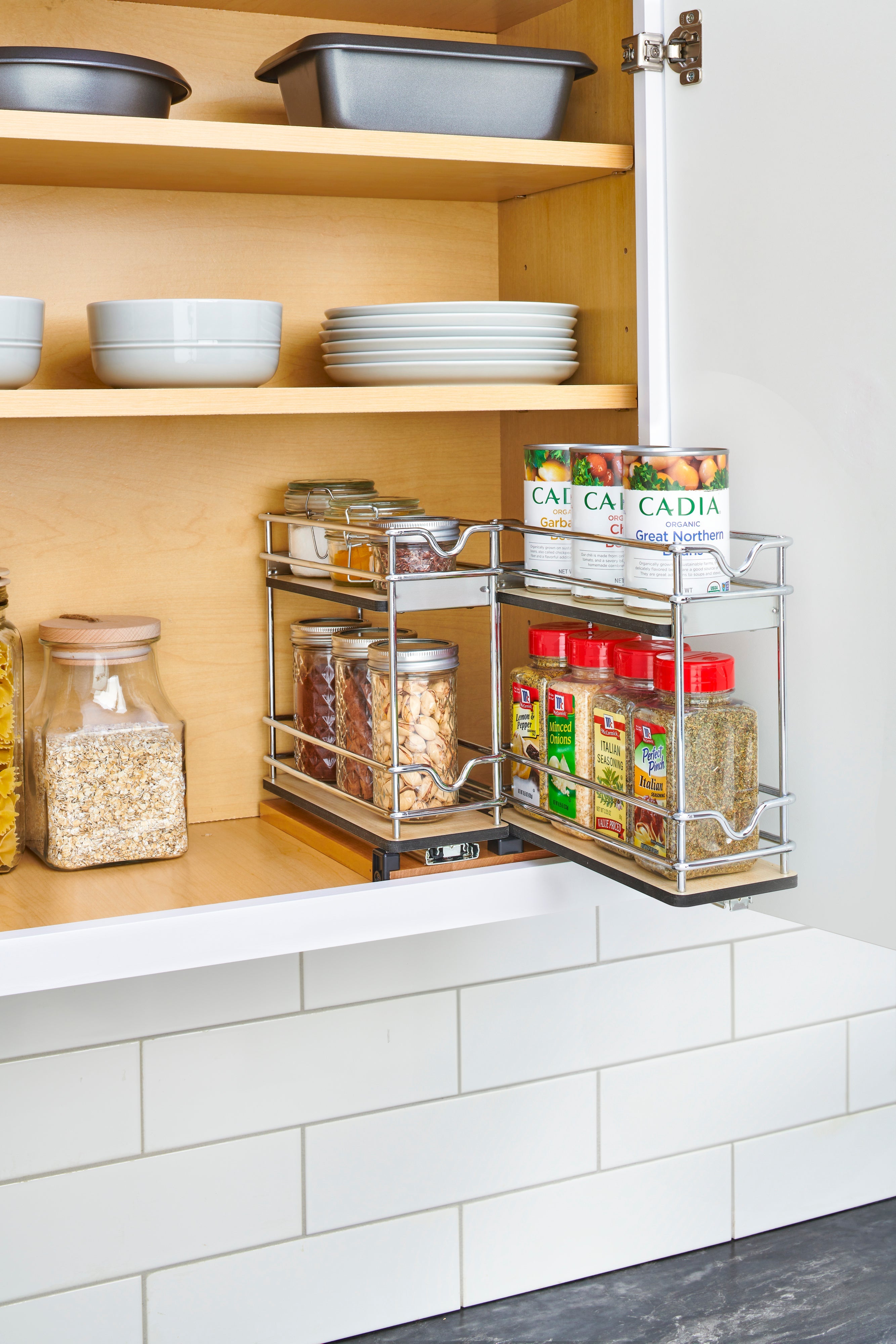 9-Tier Double Wide Wire Wall Mounted Pull-Out Organizer - Perfect for Kitchen Pantry, Bathroom Storage & Closet Organization