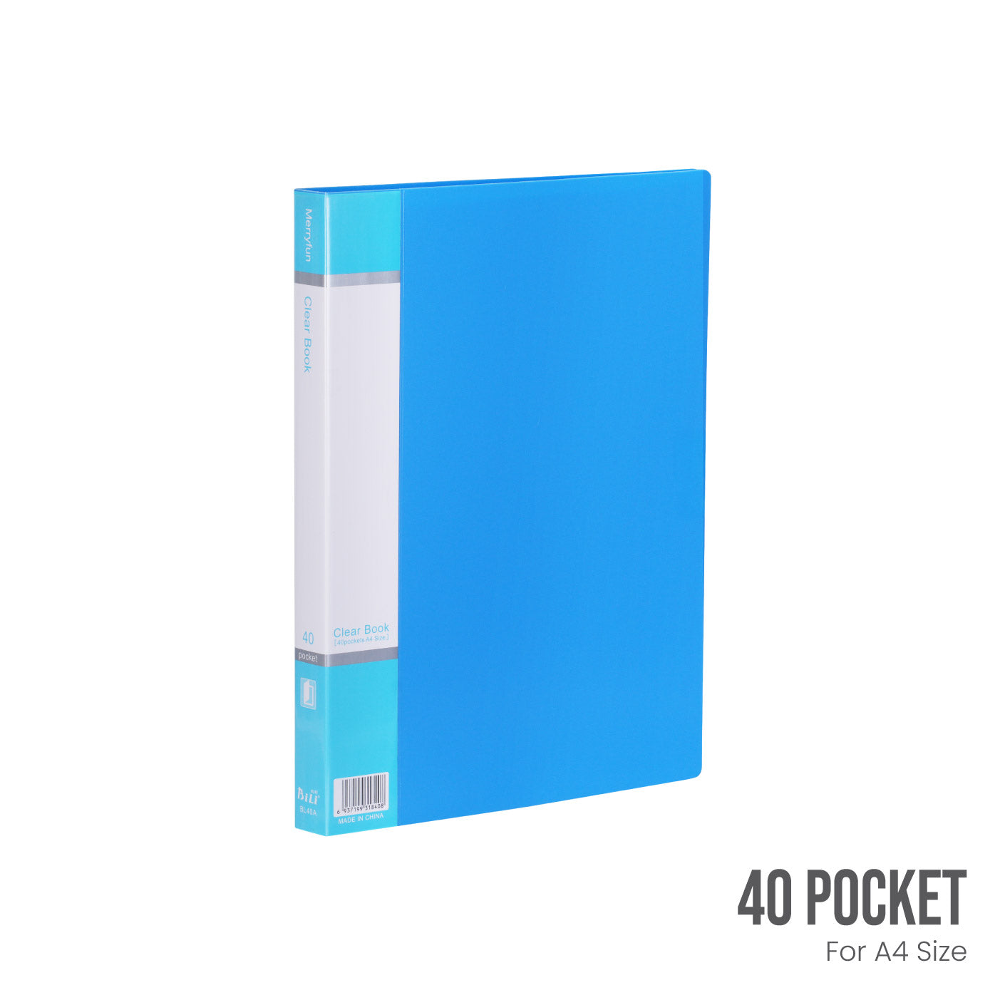 A4 Clear File 40-Pocket Document Organizer - BL40 (HFH4014T) for Office, School, and Home Organization