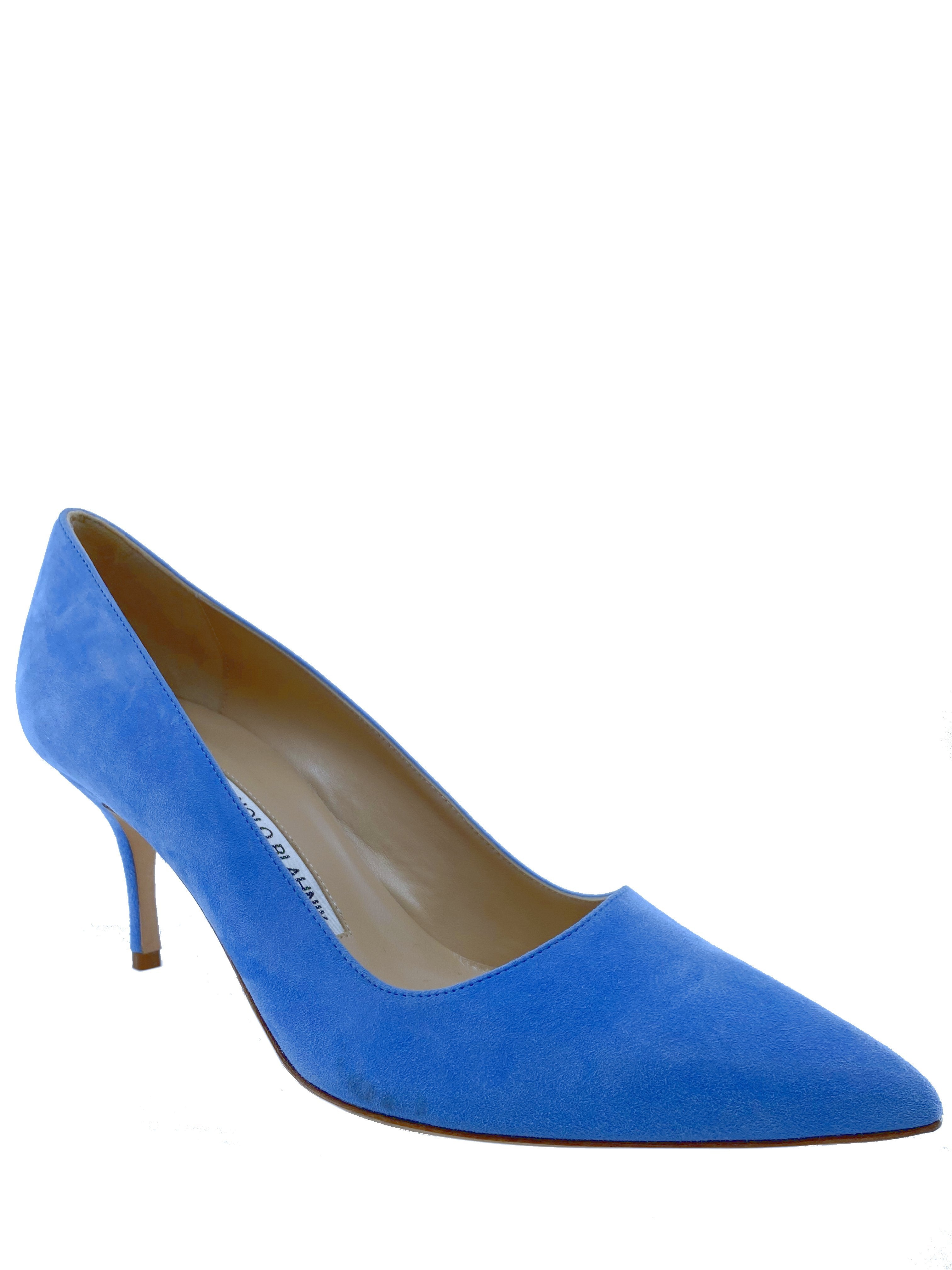 Manolo Blahnik BB Suede Pumps Women's Size 7.5 - Elegant High Heel Shoes for Wedding, Party & Office Wear