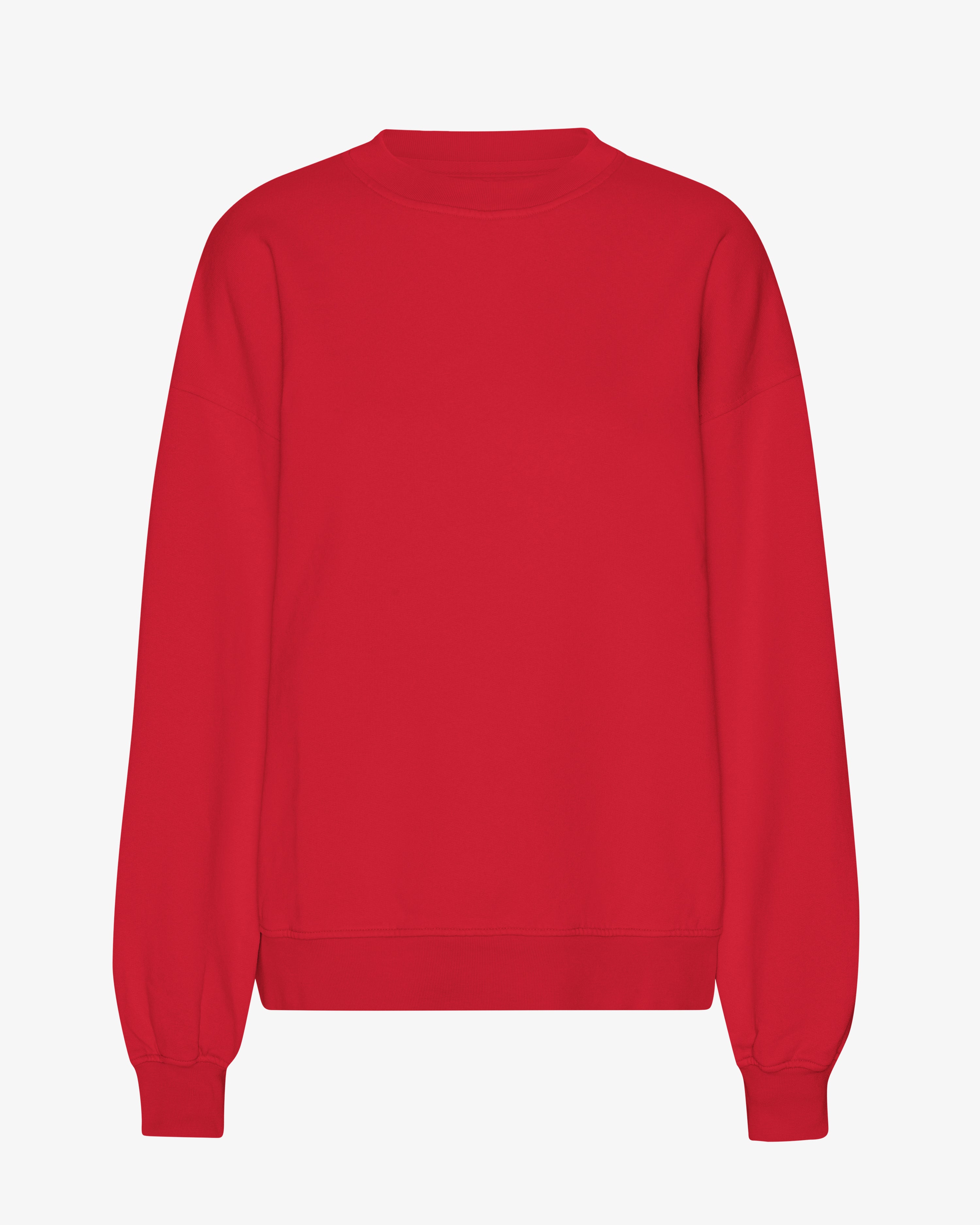 Organic Oversized Crewneck Sweatshirt - Soft & Comfortable Unisex Pullover in Scarlet Red - Perfect for Casual Wear, Loungewear & Street Style Fashion